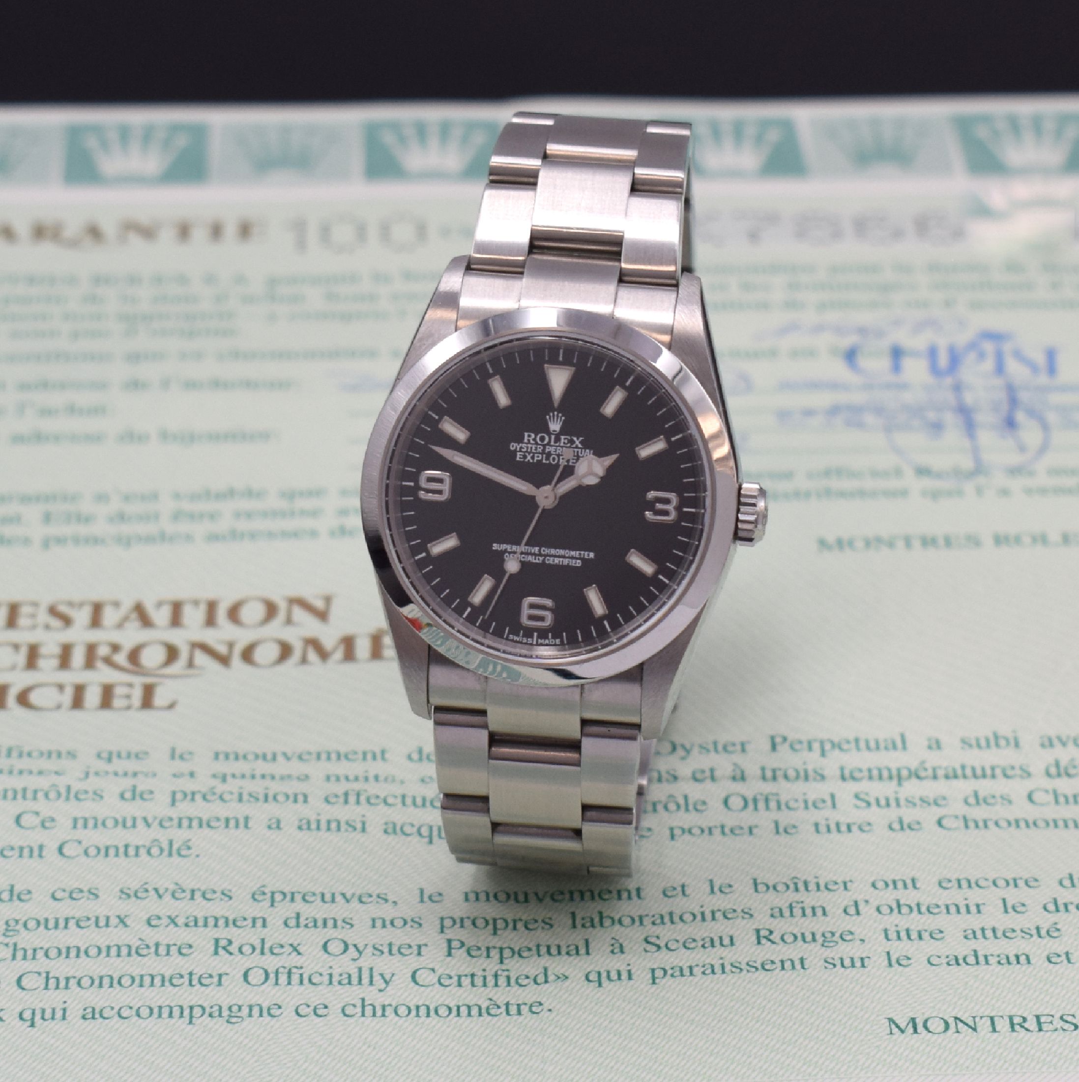 ROLEX Herrenarmbanduhr Oyster Perpetual Explorer I Referenz 114270, Automatik, K-Serie, LC 100, Chronometer der Superlative in Edelstahl inkl. ...