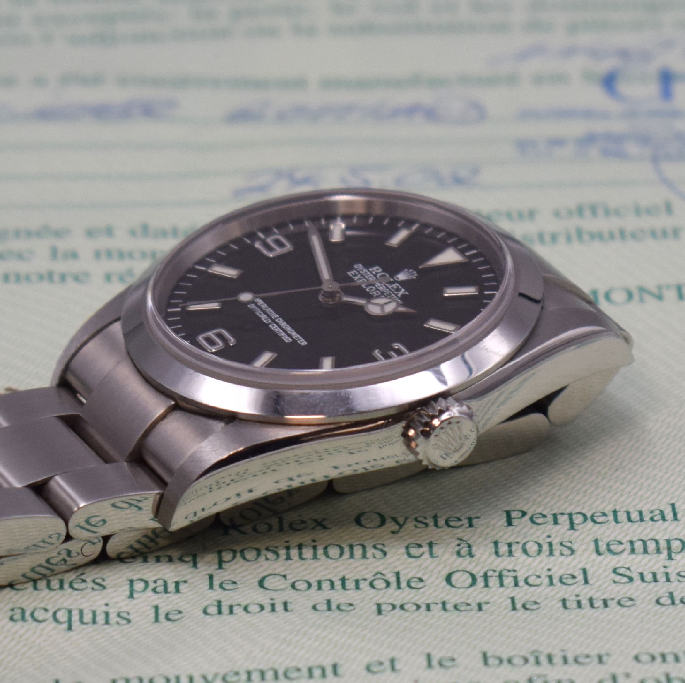 Detail c: ROLEX Herrenarmbanduhr Oyster Perpetual Explorer I Referenz 114270, Automatik, K-Serie, LC 100, Chronometer der Superlative in Edelstahl inkl. ...