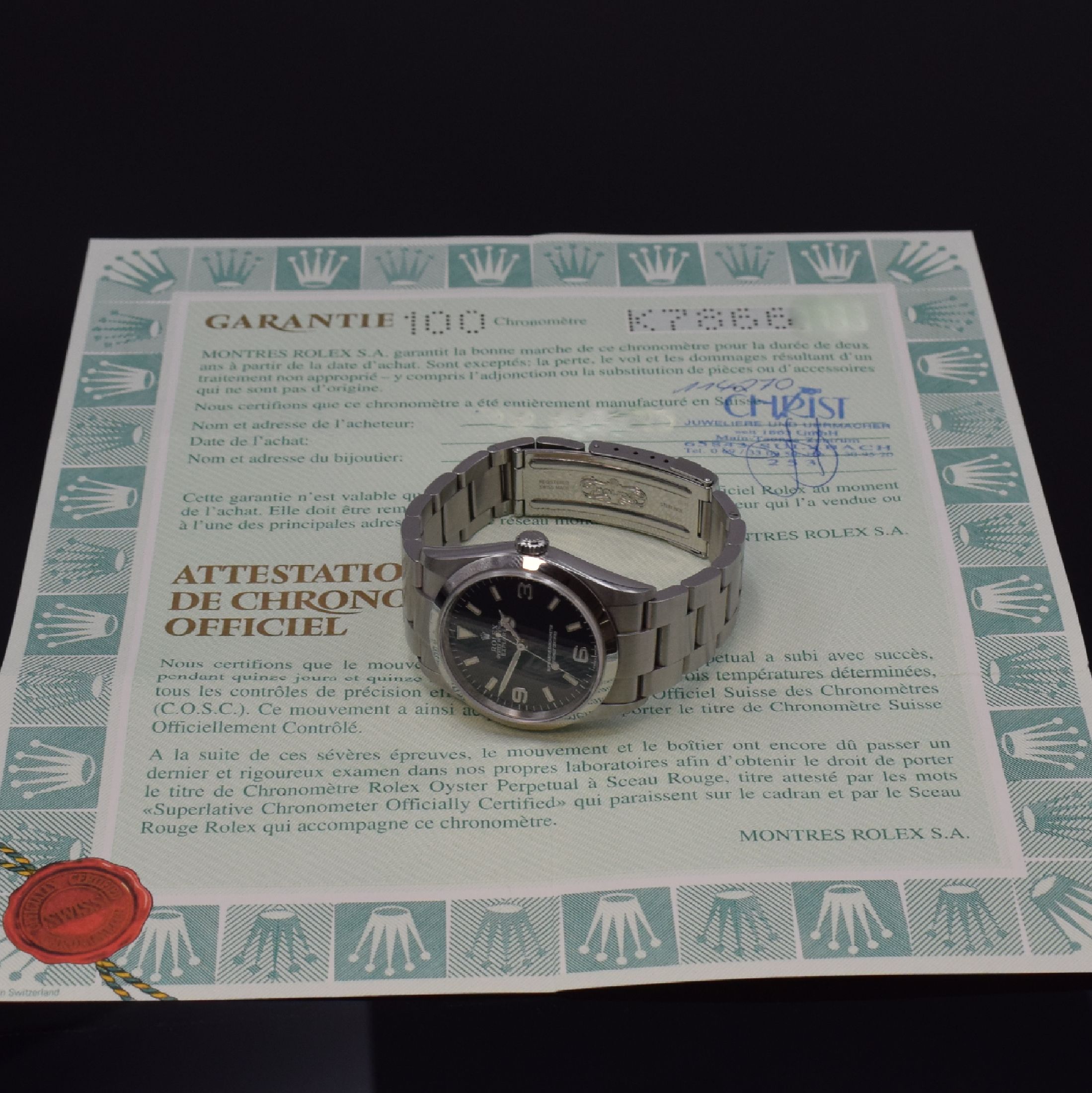 Detail f: ROLEX Herrenarmbanduhr Oyster Perpetual Explorer I Referenz 114270, Automatik, K-Serie, LC 100, Chronometer der Superlative in Edelstahl inkl. ...