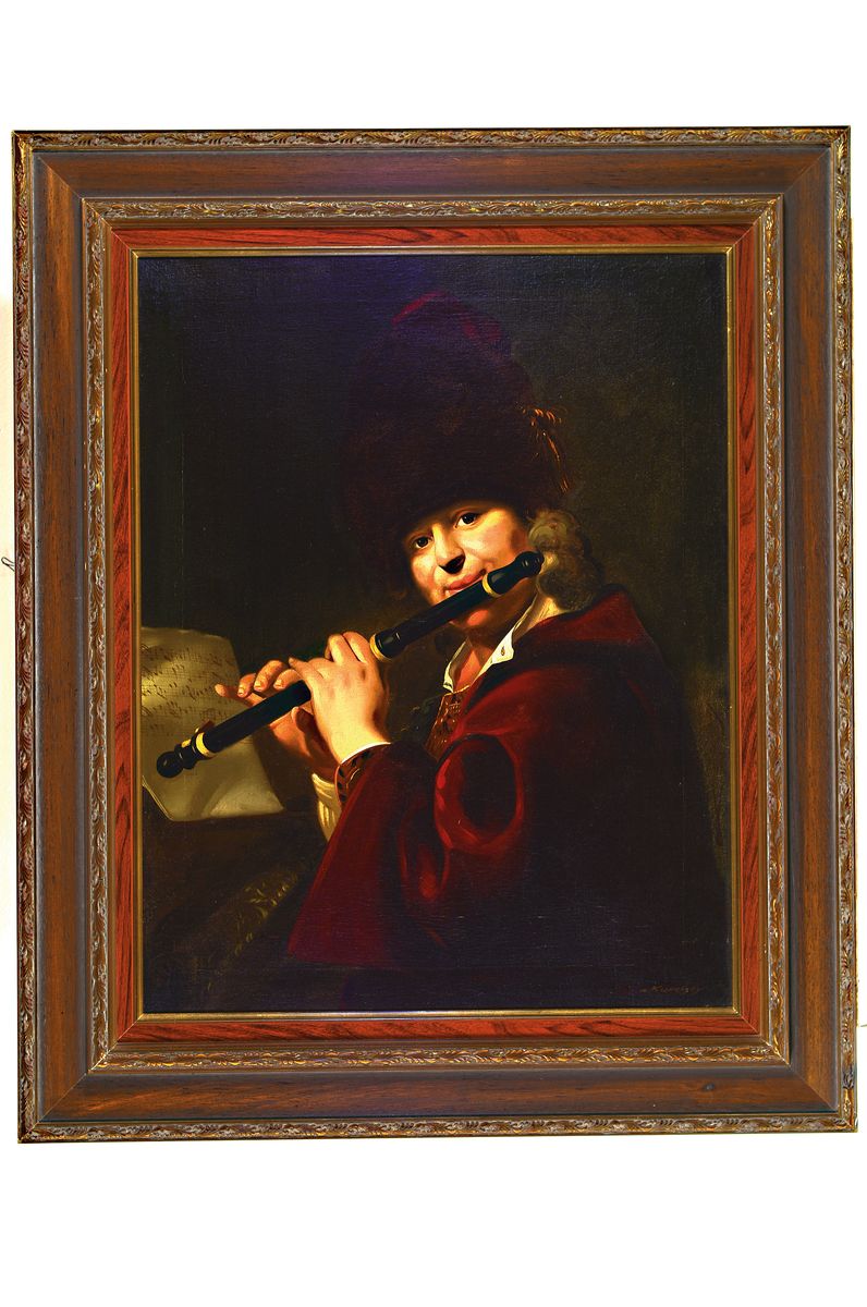 Detail k: Monogrammist E.S. nach dem Gemälde "Der Hofmusiker Josef Lamberger" von Jan Kupetzky, um 1900-10, Öl/Lwd, rechts unten signiert E.S. n. ...