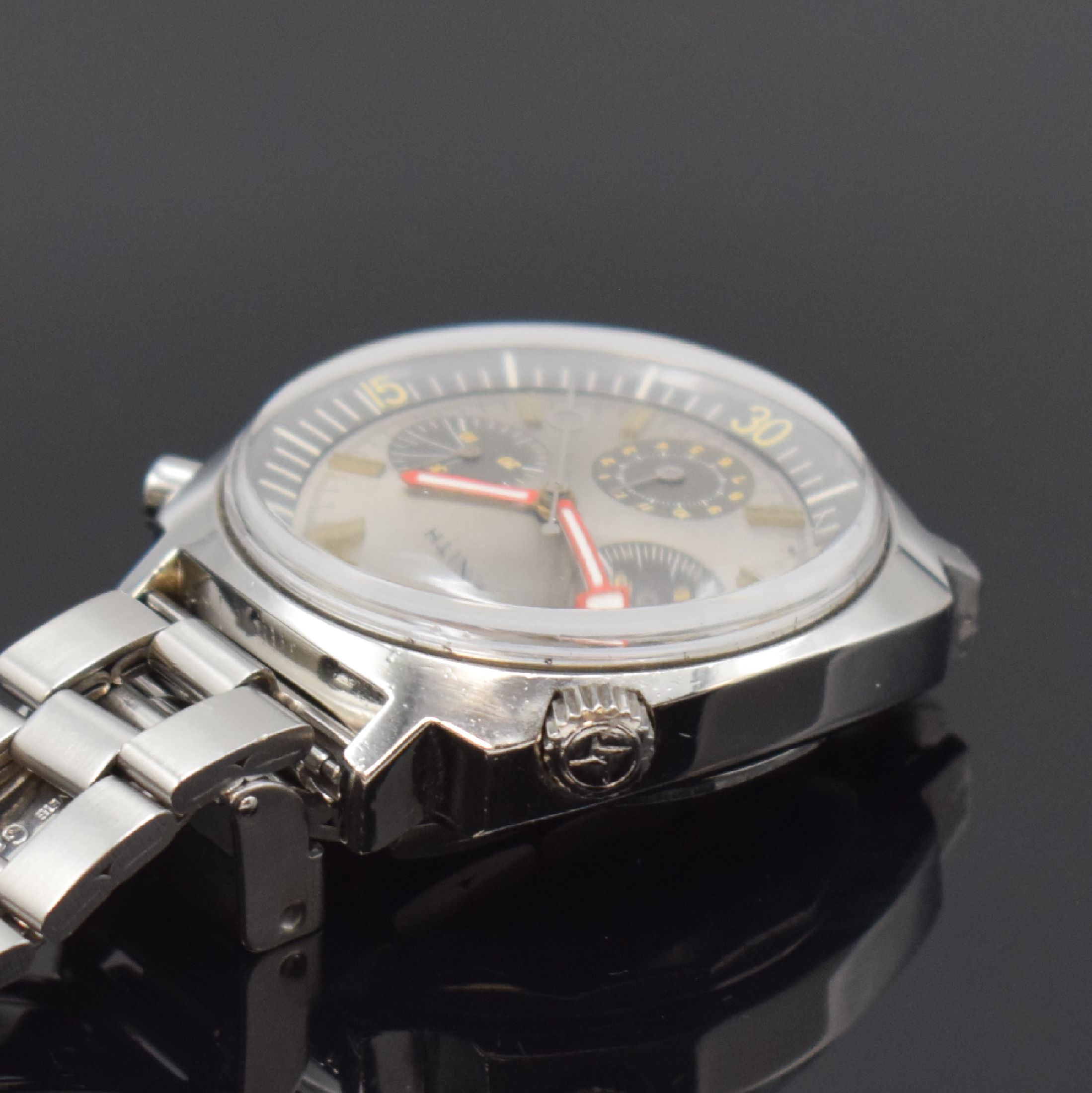 Detail d: ZENITH Super Sub Sea seltene Herrenarmbanduhr mit Chronograph Referenz A3736 in Stahl, Schweiz um 1968, Handaufzug, massives Gehäuse o. Geh.-Nr., ...