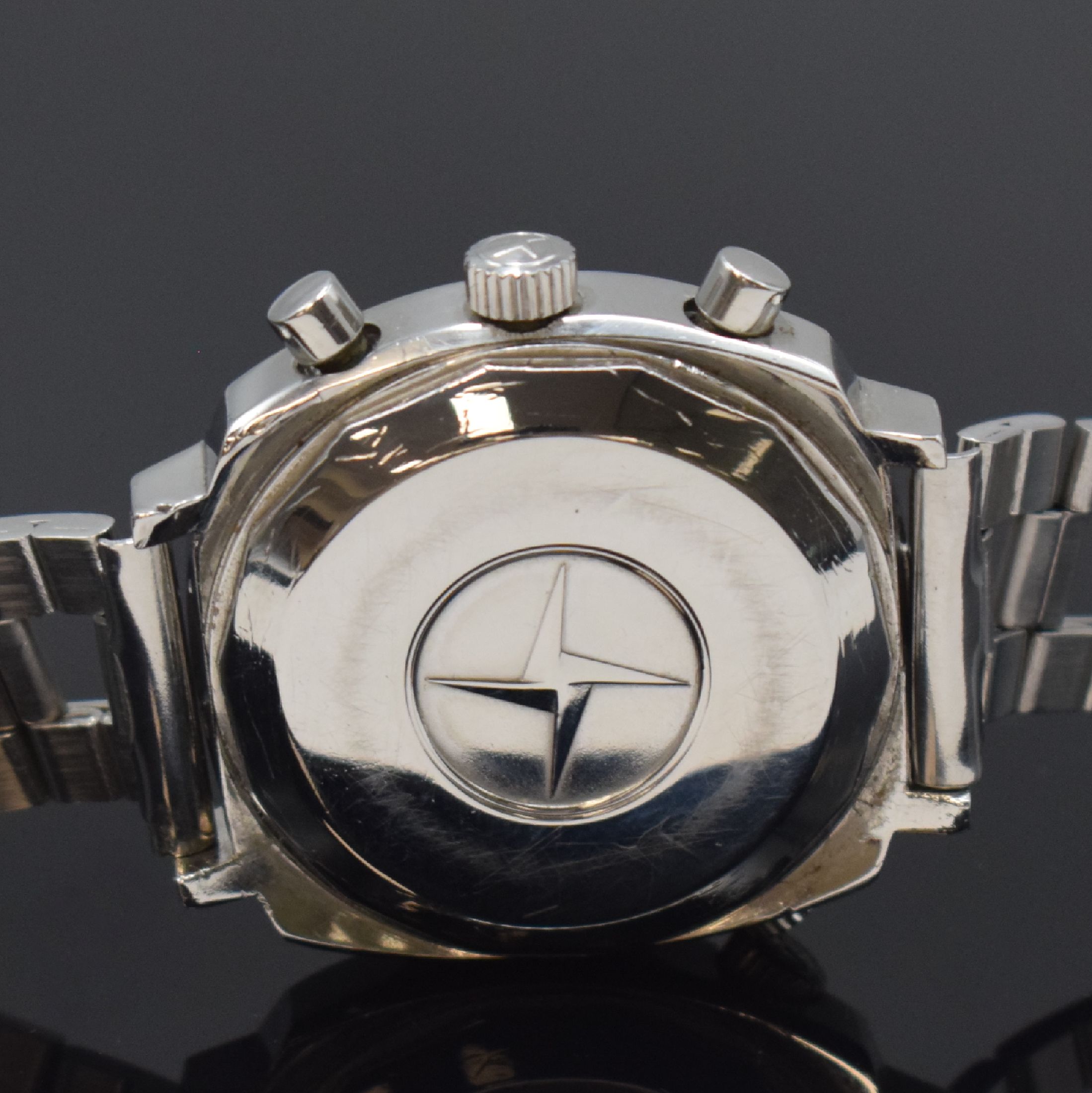 Detail e: ZENITH Super Sub Sea seltene Herrenarmbanduhr mit Chronograph Referenz A3736 in Stahl, Schweiz um 1968, Handaufzug, massives Gehäuse o. Geh.-Nr., ...