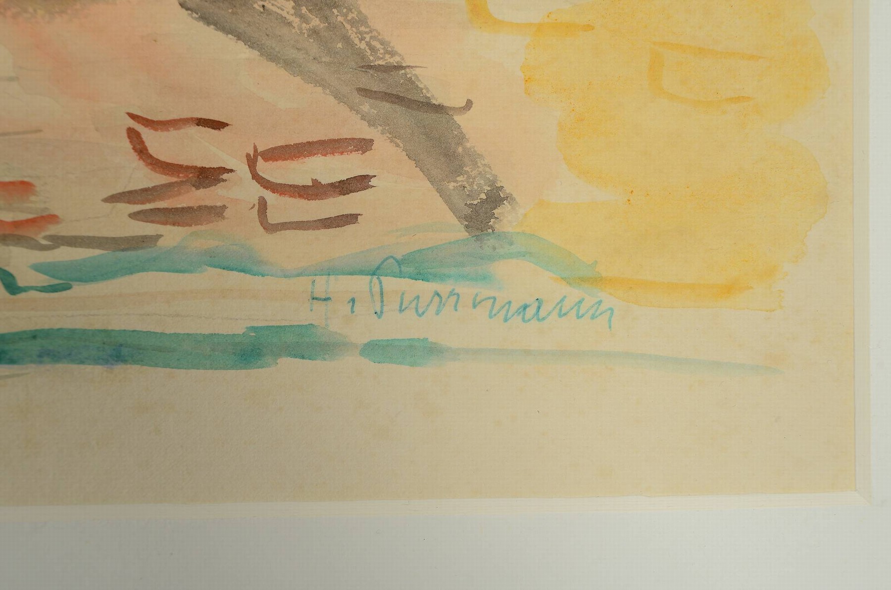Detail a: Hans Purrmann, 1880 Speyer-1966 Basel, Landschaft bei Florenz, Aquarell auf Papier, rechts unten signiert, ca. 44x61cm, PP, u.Gl.,R. ca. 73x90cm, ...