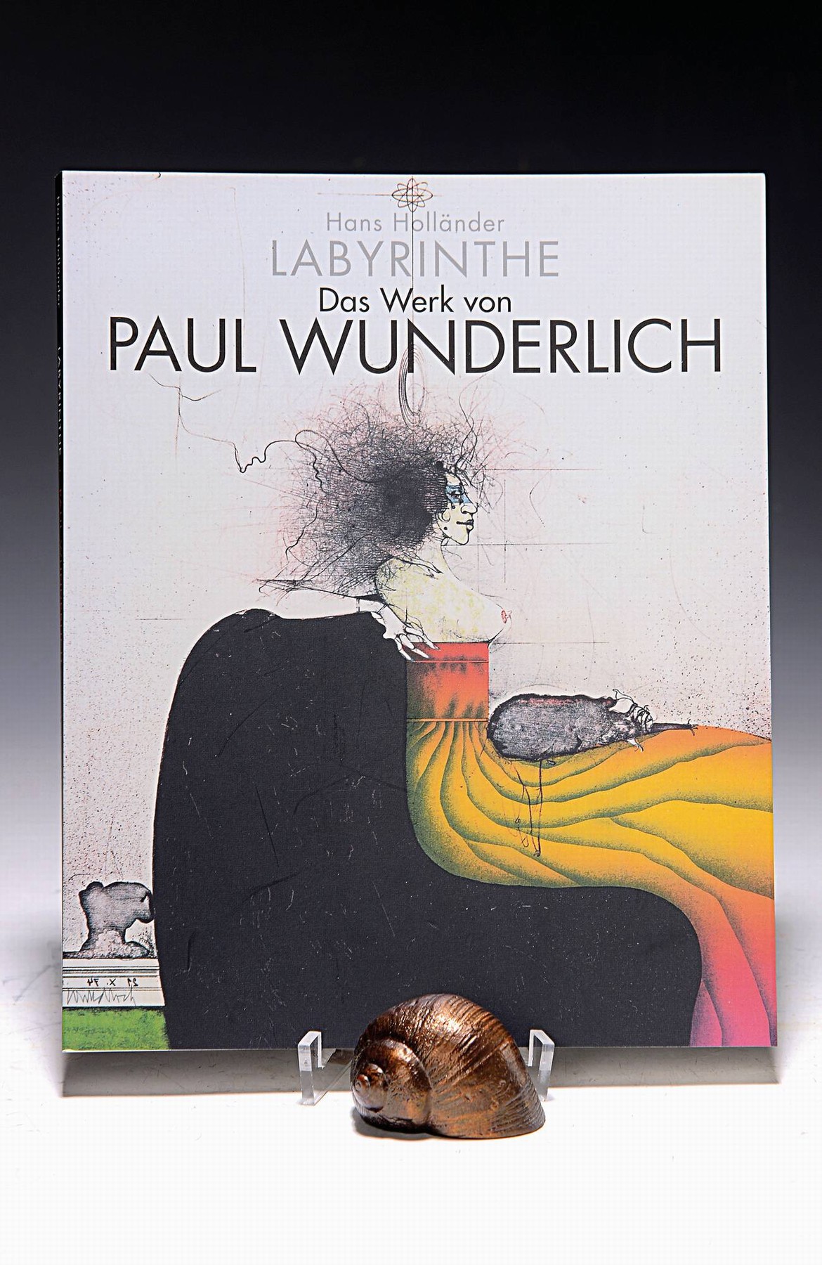 Paul Wunderlich, 1927-2010, Schneckenhaus, Bronzeskulptur, signiert, zum Buchband "Labyrinthe" aus der Edition Volker Huber, ca. 3x5x3cm