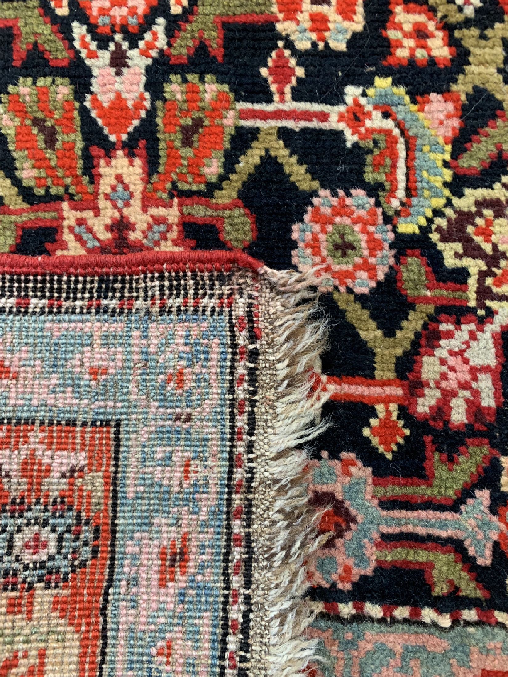 Detail d: Karabagh alt, Kaukasus, um 1930, Wolle auf Wolle, ca. 508 x 102 cm, EHZ: 2-3
