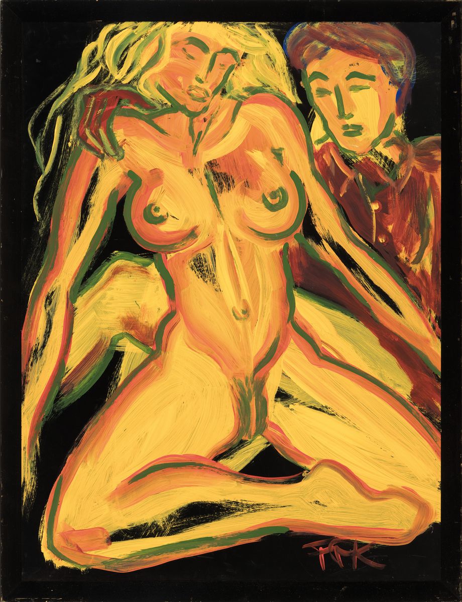 Detail k: Felix Samuel Pfefferkorn, 1945 Berlin-1980, Desire, Acryl auf Hartfaser, rechts unten monogr., rückseitig signiert und betitelt, ca. 80x60cm, R. ca. ...