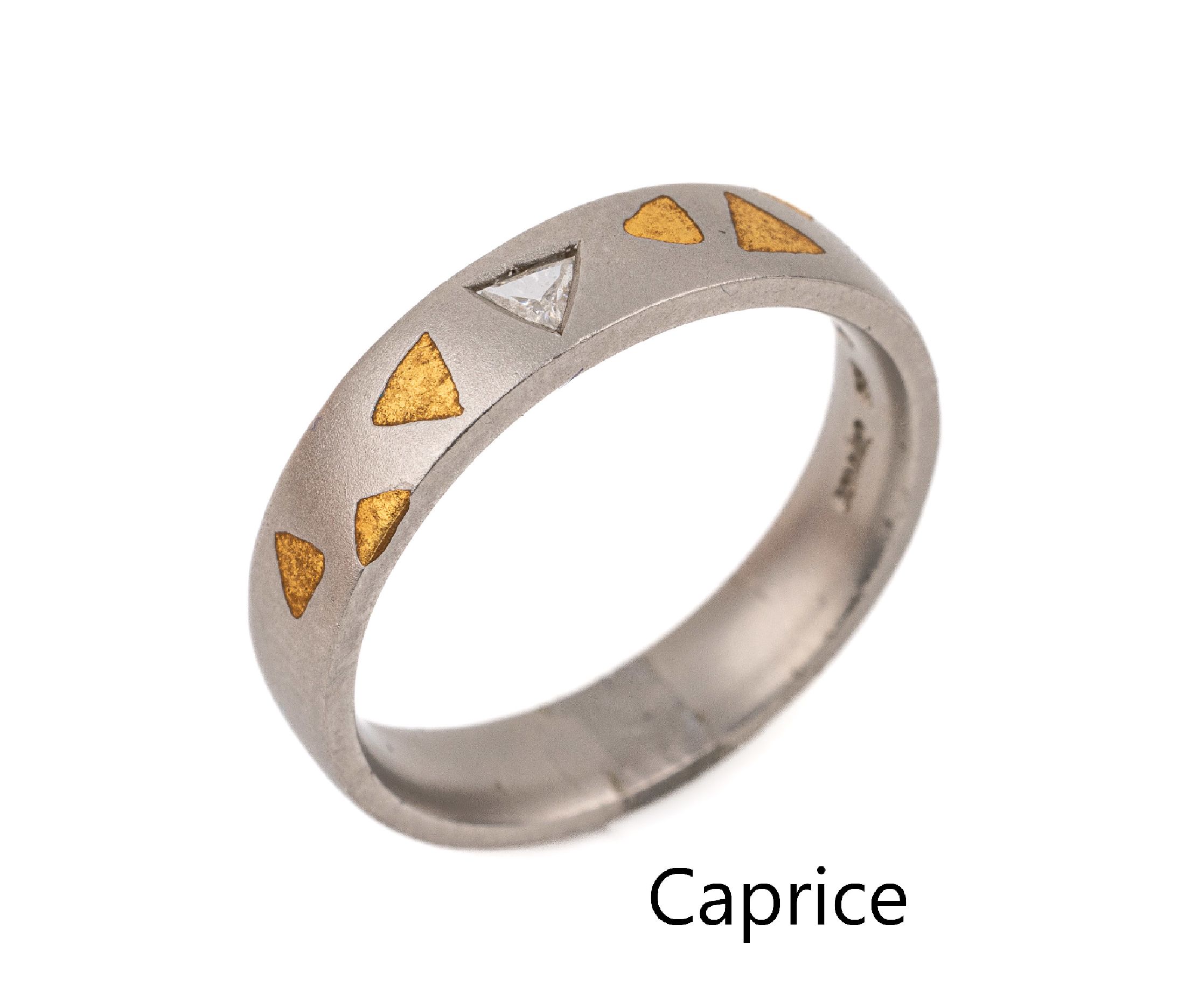 Platin CAPRICE Diamant-Ring, Platin 950/0000 und GG 750/000, Diamant-Triangel ca. 0.10 ct Weiß/lr-vs, RW 52, total ca. 6.6 g
