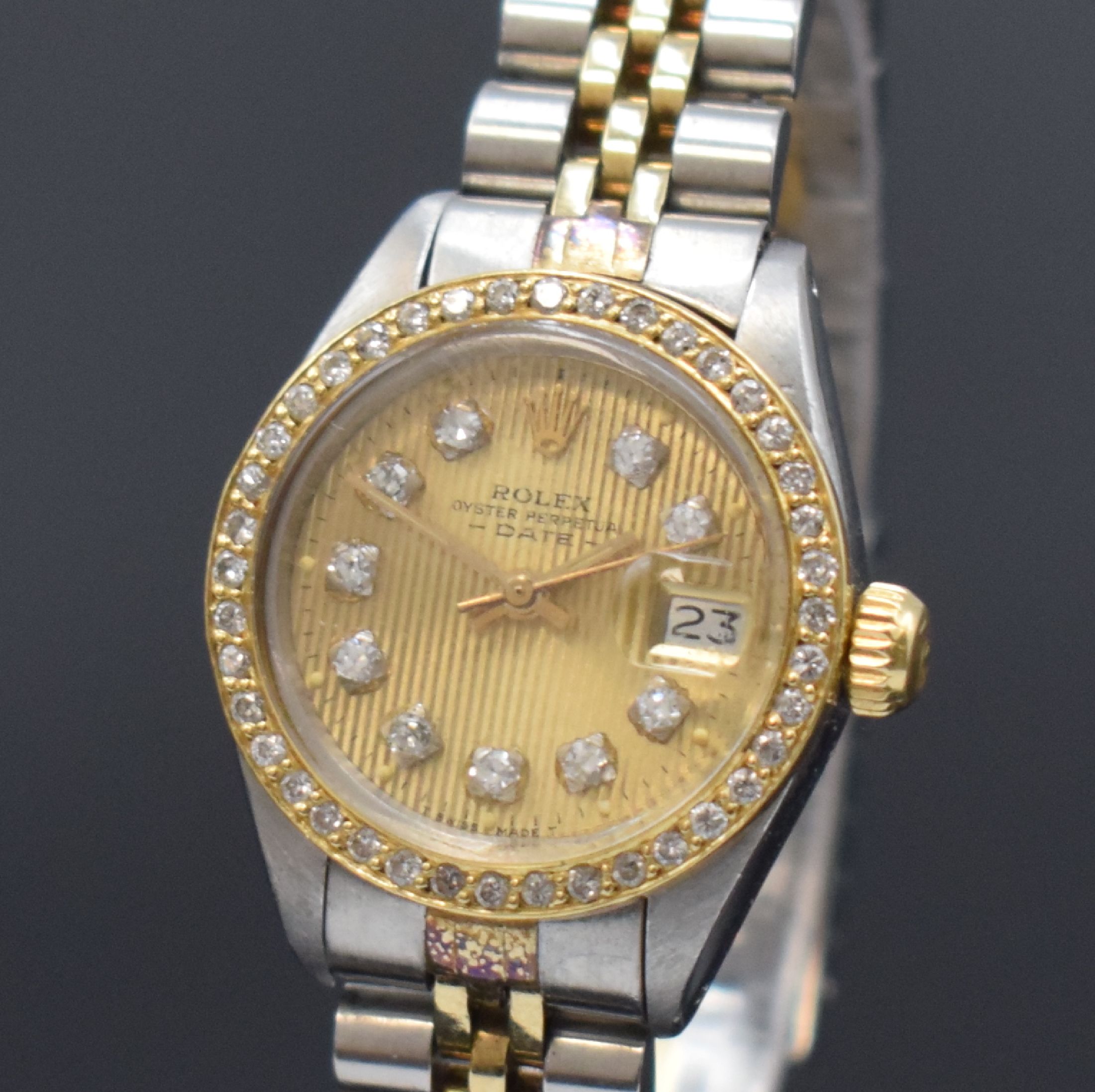 Detail a: ROLEX Damenarmbanduhr Oyster Perpetual Date Referenz 6917, Automatik, Schweiz um 1979, Edelstahl/Gold kombiniert inkl. Jubileeband, Boden und Krone ...