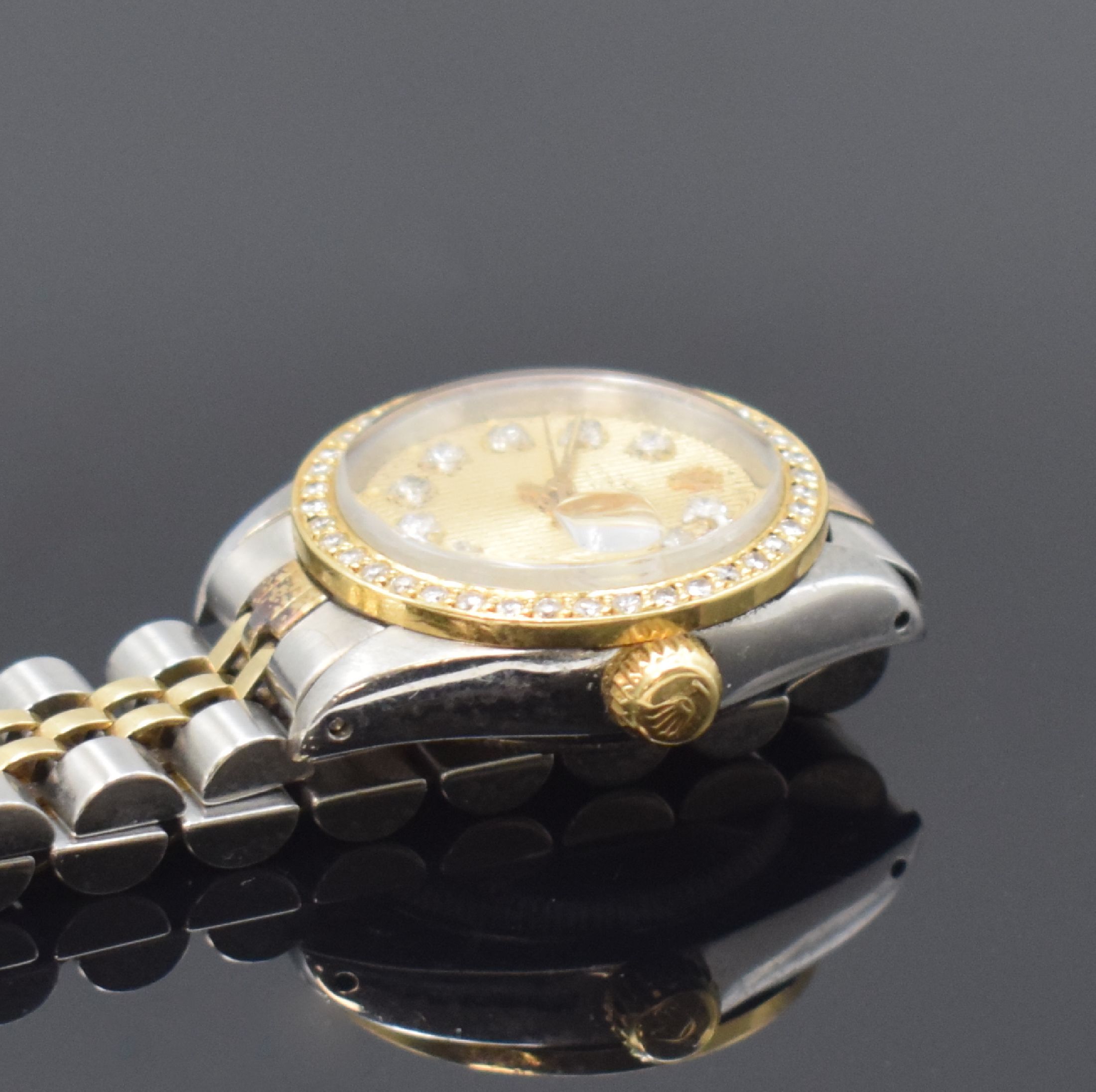 Detail c: ROLEX Damenarmbanduhr Oyster Perpetual Date Referenz 6917, Automatik, Schweiz um 1979, Edelstahl/Gold kombiniert inkl. Jubileeband, Boden und Krone ...
