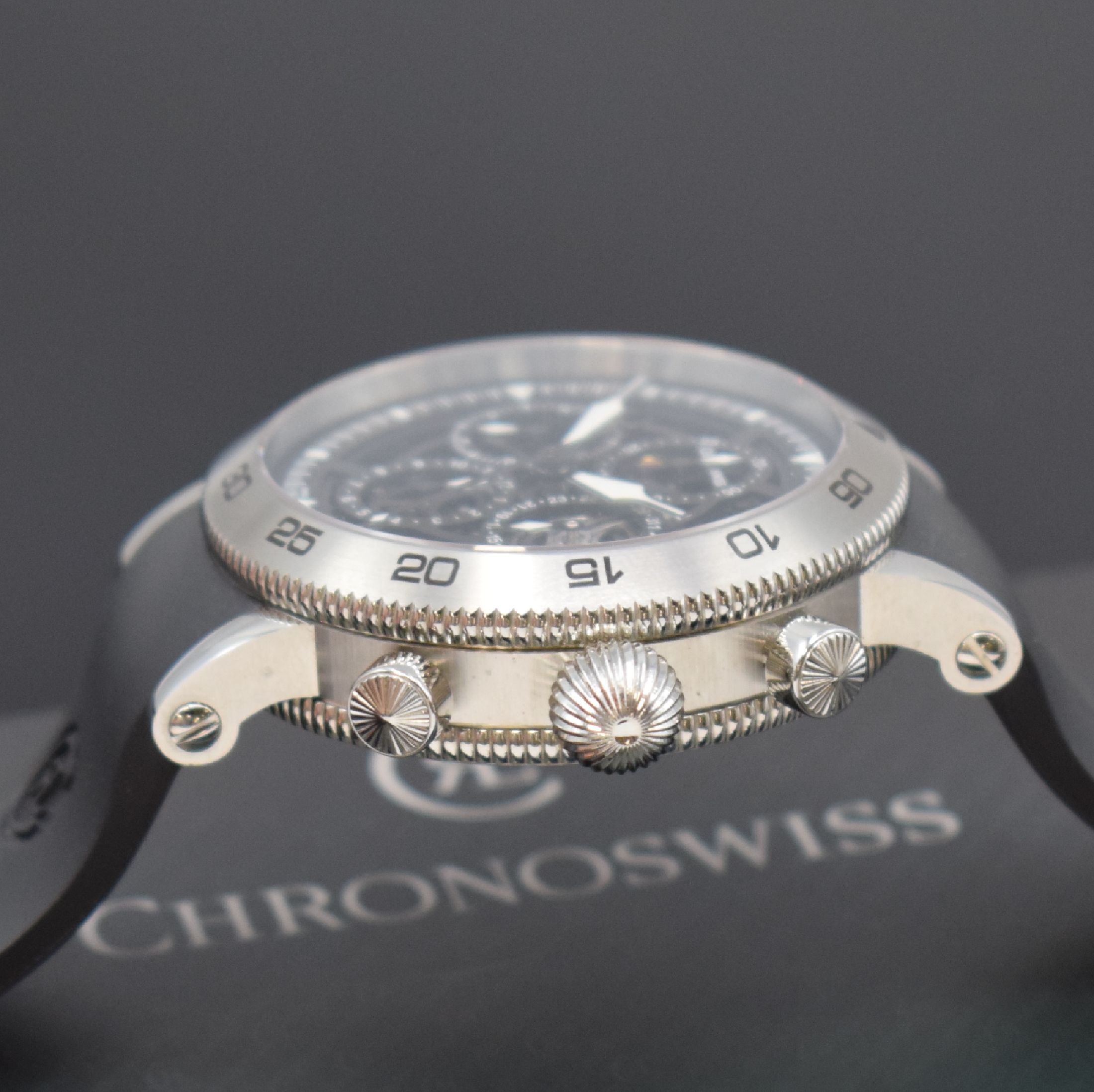 Detail c: CHRONOSWISS nahezu neuwertiger Armbandchronograph Timemaster Skeleton Referenz CH9043S-BK, Automatik, Edelstahlgeh. inkl. orig. Kautschukband m. ...