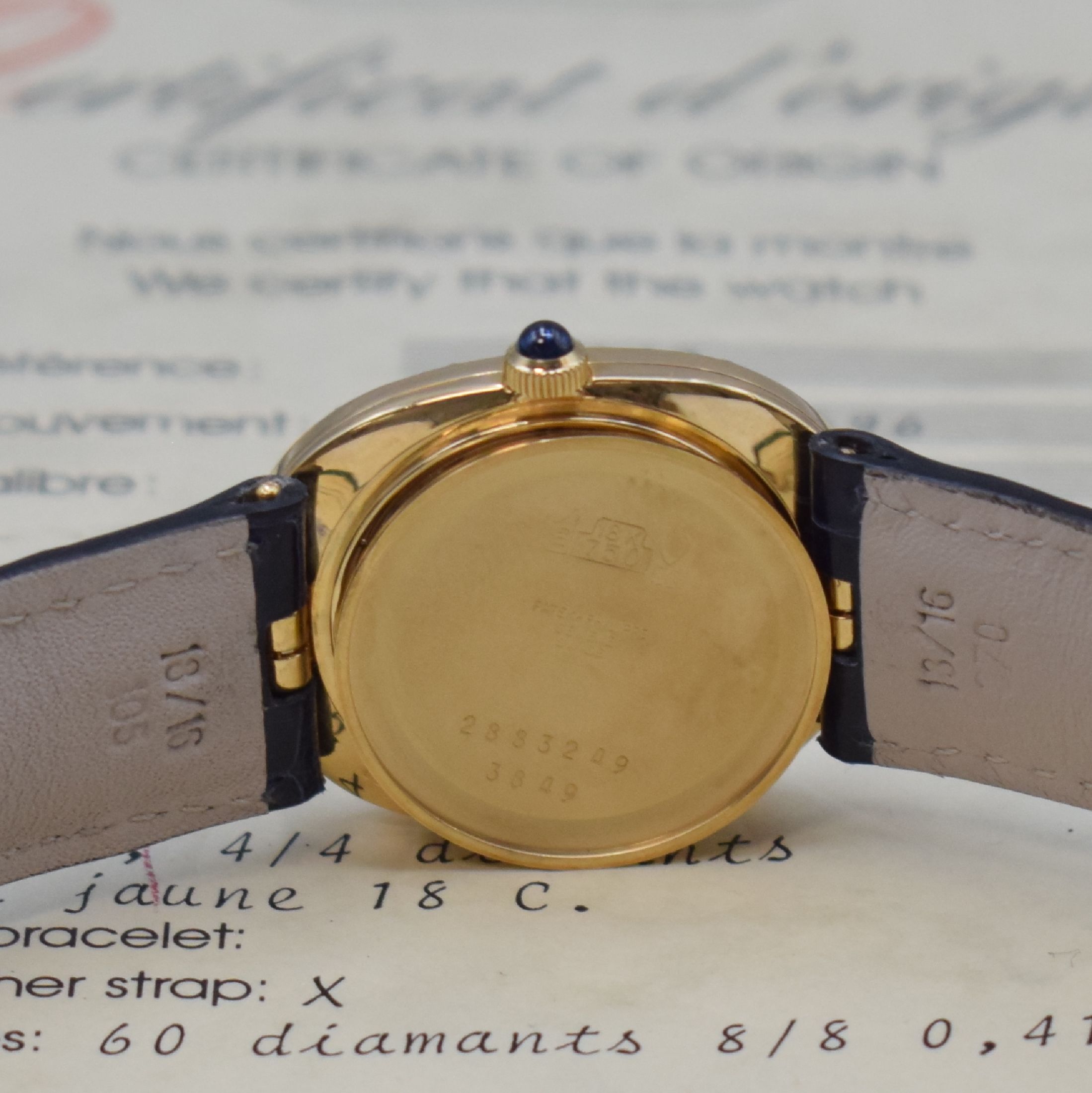 Detail h: PATEK PHILIPPE Damenarmbanduhr Ellipse d´Or Referenz 3849 in GG 750/000, Handaufzug, 3- teil. Geh., Boden und mit Diamanten bes. Glasrand aufgedr., ...