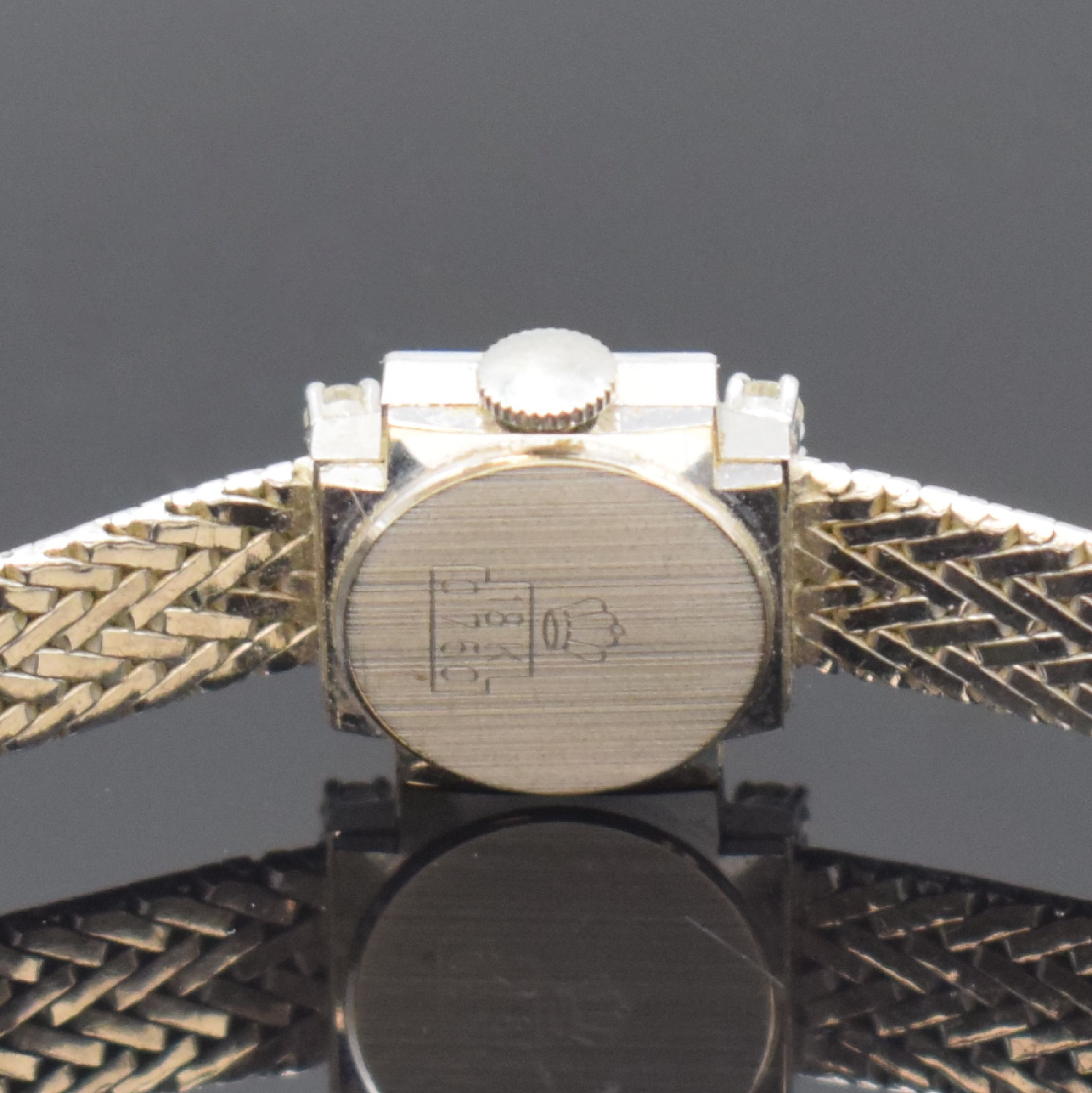Detail c: EBEL Damenarmbanduhr in WG 750/000 mit Diamanten, Schweiz um 1965, Handaufzug, 2- teil. Geh., Boden aufgedr., silb. Zifferbl. m. aufges. Std.-Ind. ...