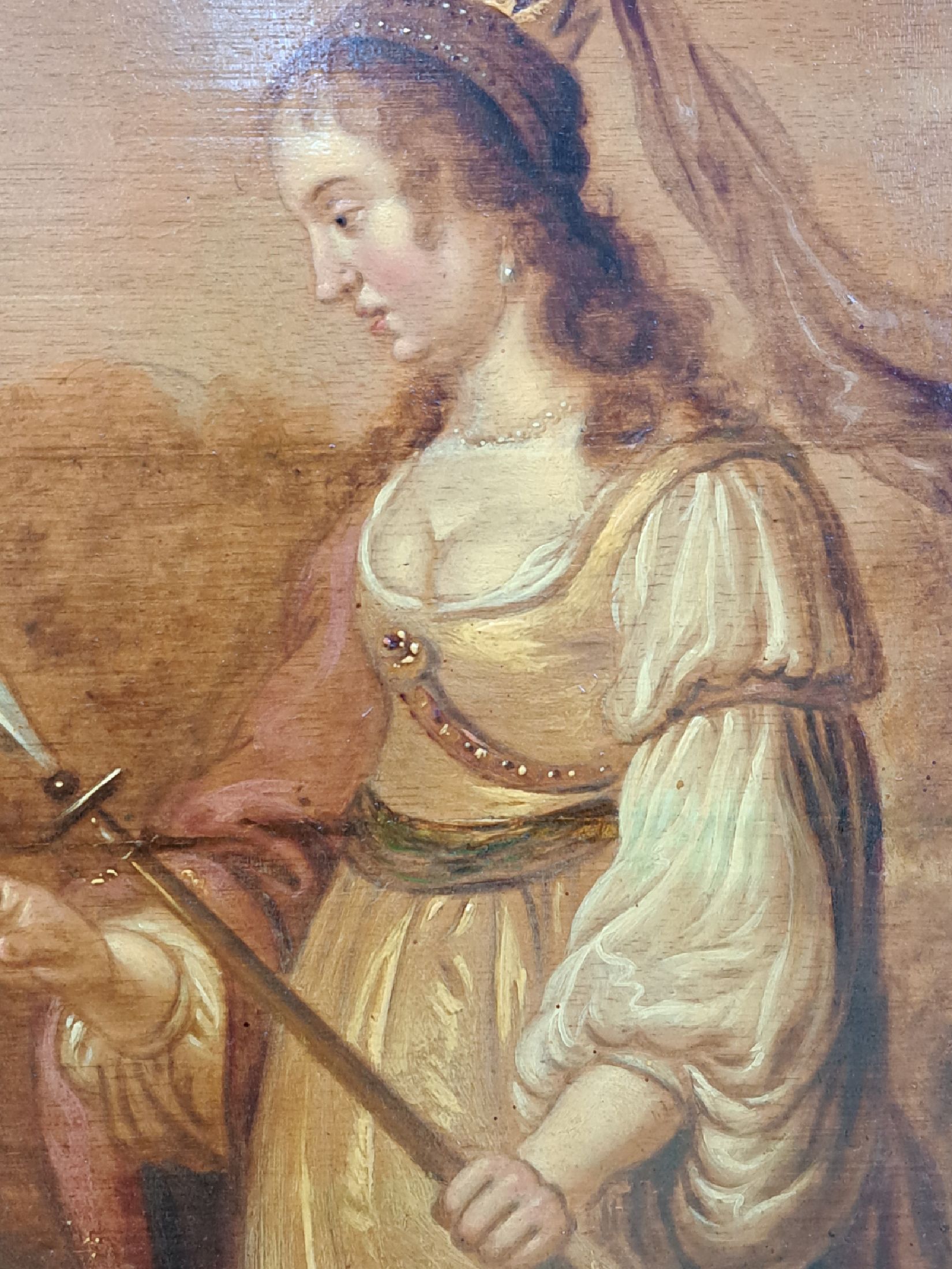 Detail b: Maler aus der Familie Cuyp, Niederlande, 17. Jh., rechts unten signiert, Granida und Daifilo, die Darstellung behandelt eine Szene aus dem ersten Akt ...