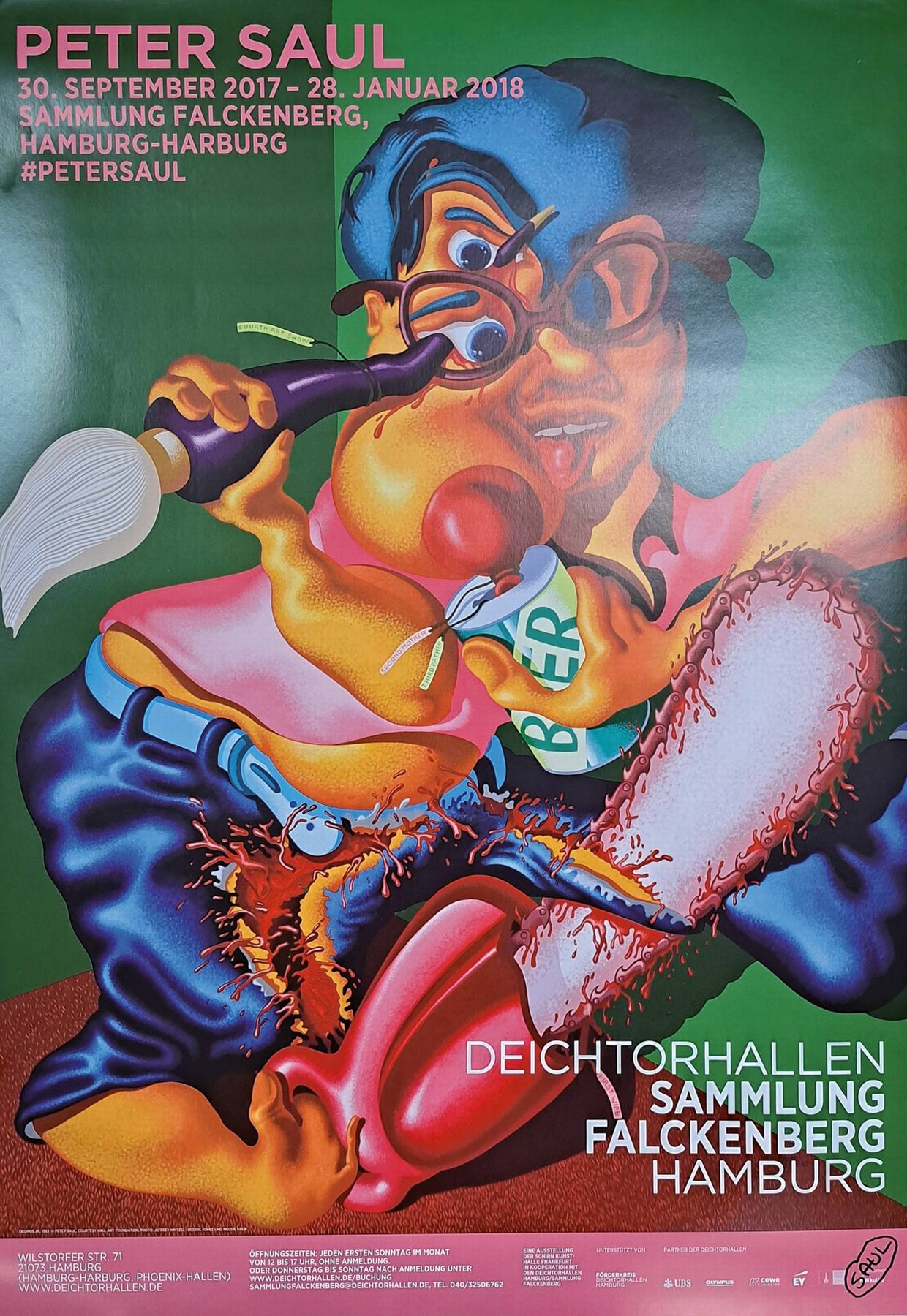 Peter Saul,geb. 1934, Offetlithografie, Deichtorhallen Hamburg 2017,handsign., ca. 84x59,5 cm