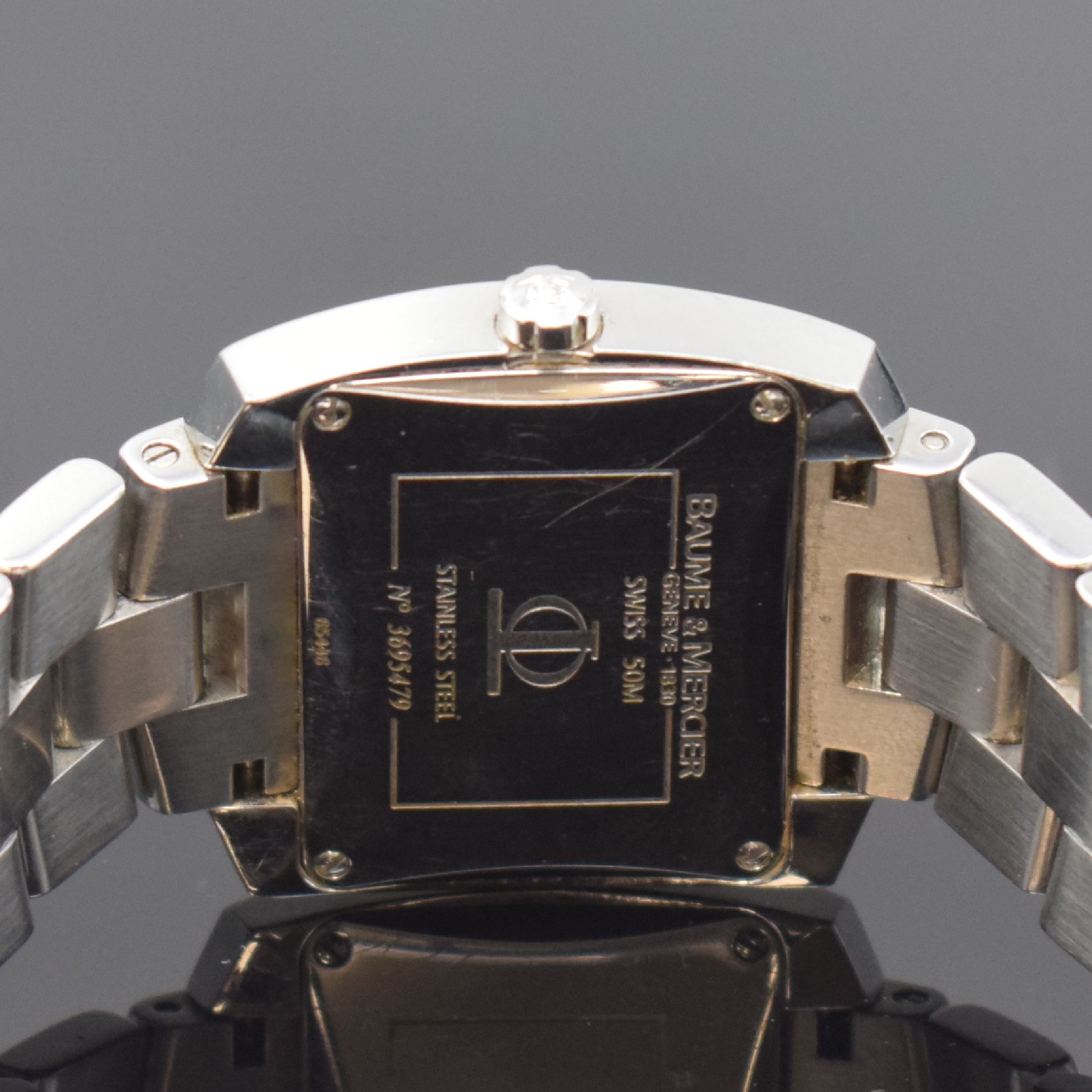 Detail c: BAUME & MERCIER Hampton Damenarmbanduhr Referenz 65446, Schweiz um 2010, quarz, Edelstahlgeh. inkl. Gliederband m. Faltschl., Boden 4-fach verschr., ...