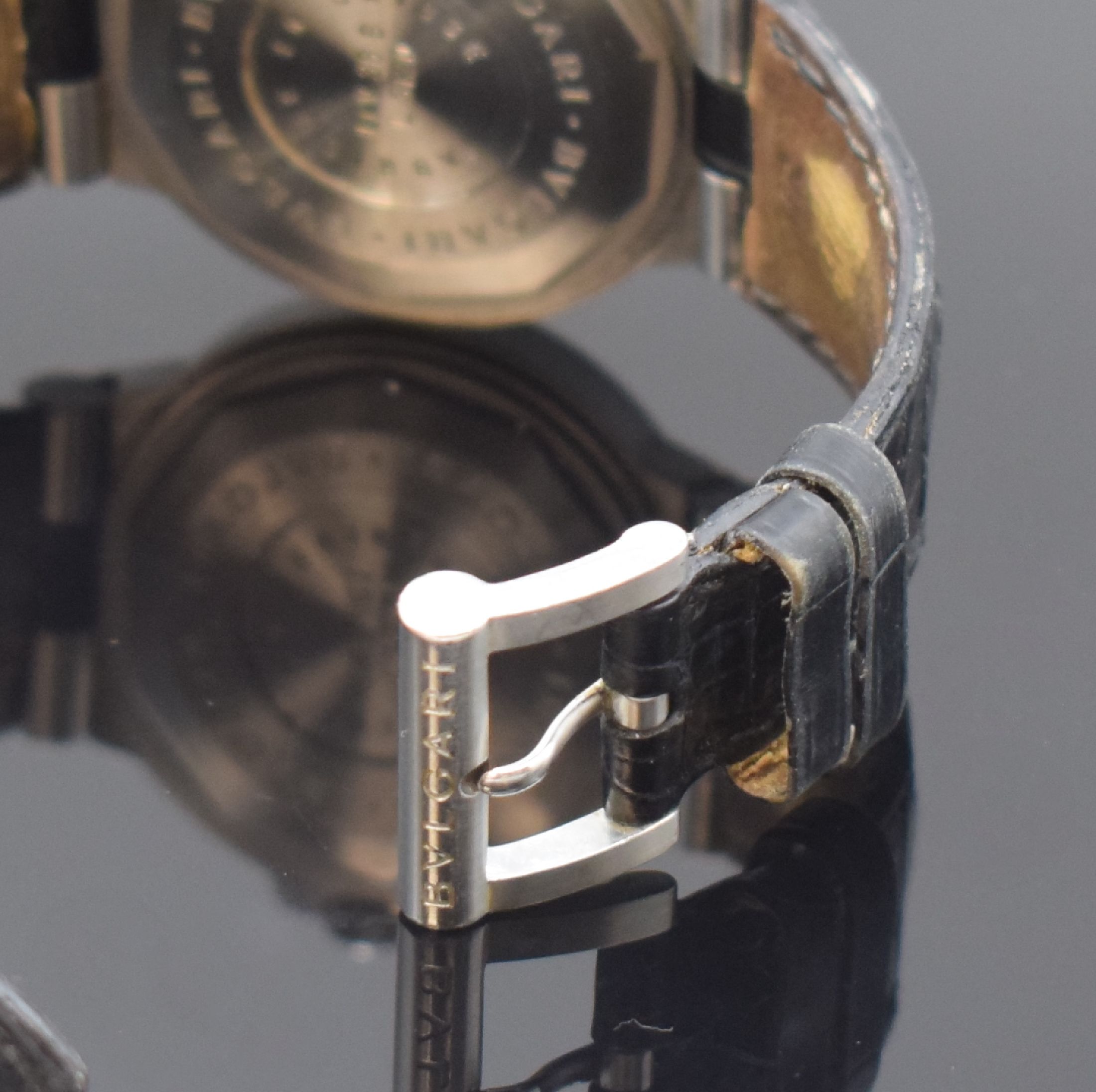 Detail b: BULGARI Diagono Herrenarmbanduhr Referenz LCV 38 S, Schweiz um 2005, Automatik, verschr. Edelstahlgeh., Lederband m. orig. Dornschl., schwarzes ...