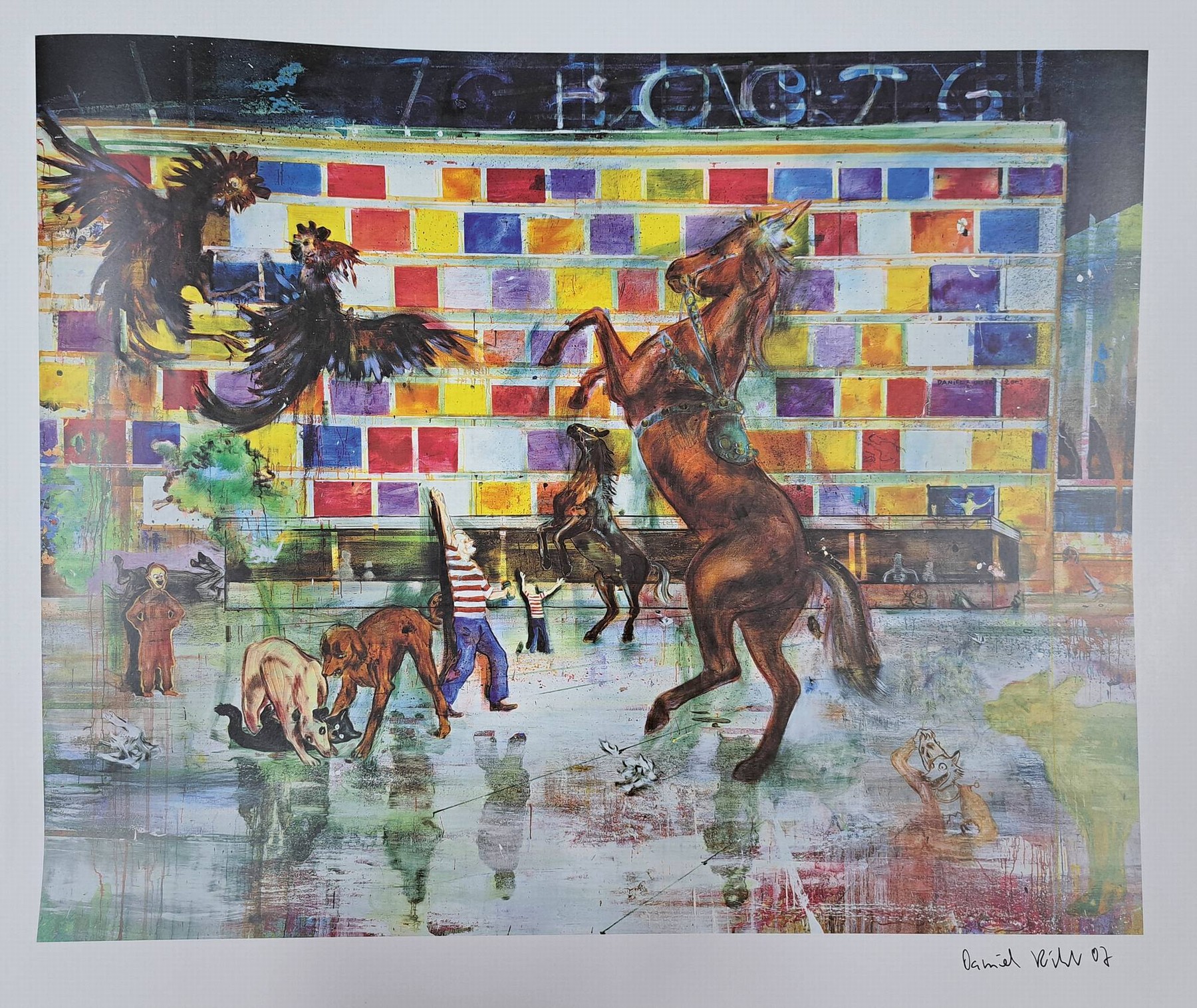 Daniel Richter, geb.1962, "Hotel Jugend", Offsetlitho, 2002, handsign., ca.50x59,5 cm