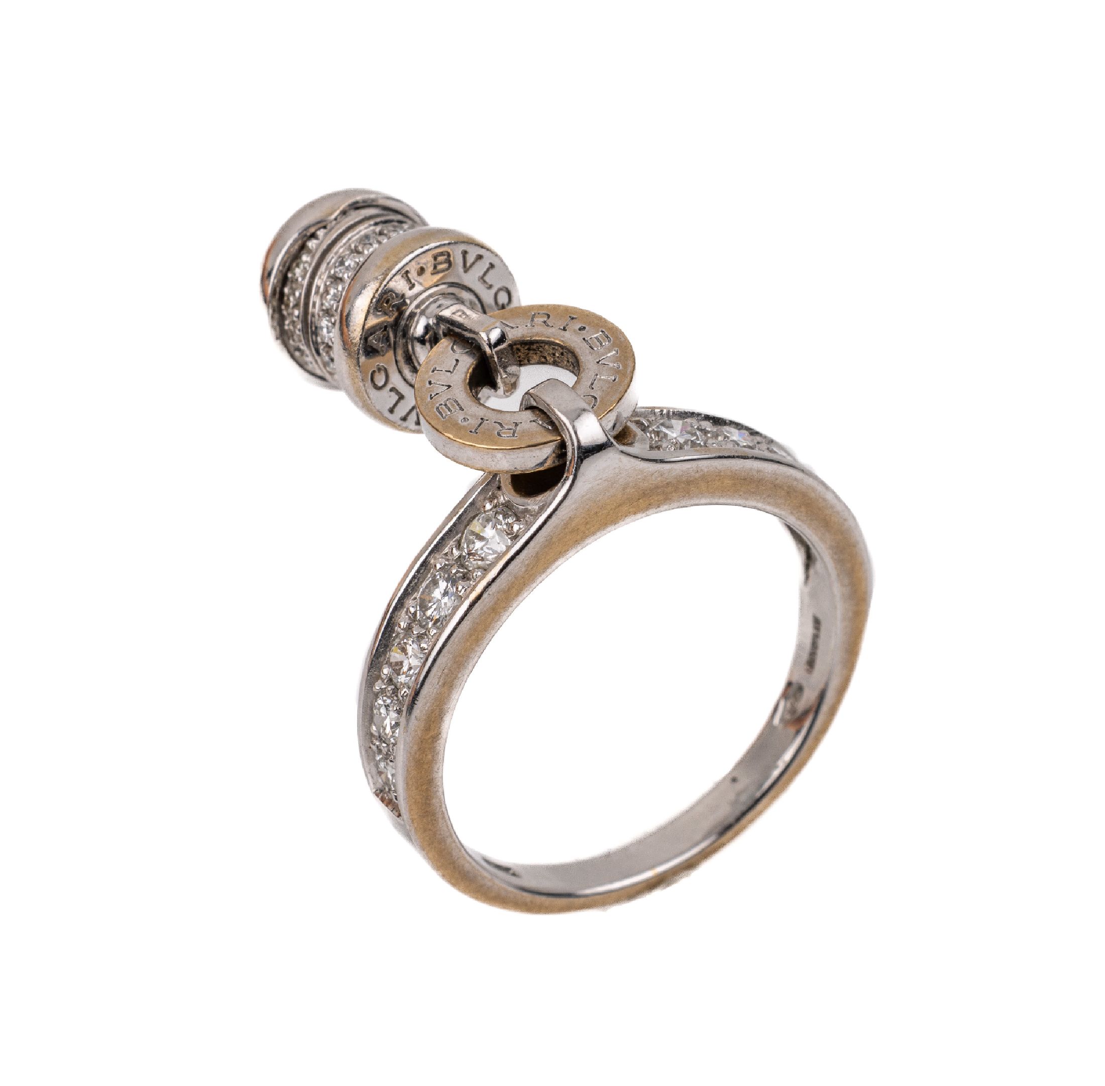 Detail a: 18 kt Gold BULGARI Brillant-Ring mit B Zero Abhängung, WG 750/000, Brillanten zus. ca. 0.65 ct feines Weiß-Weiß/vs, ca. 7.1 g, RW 54