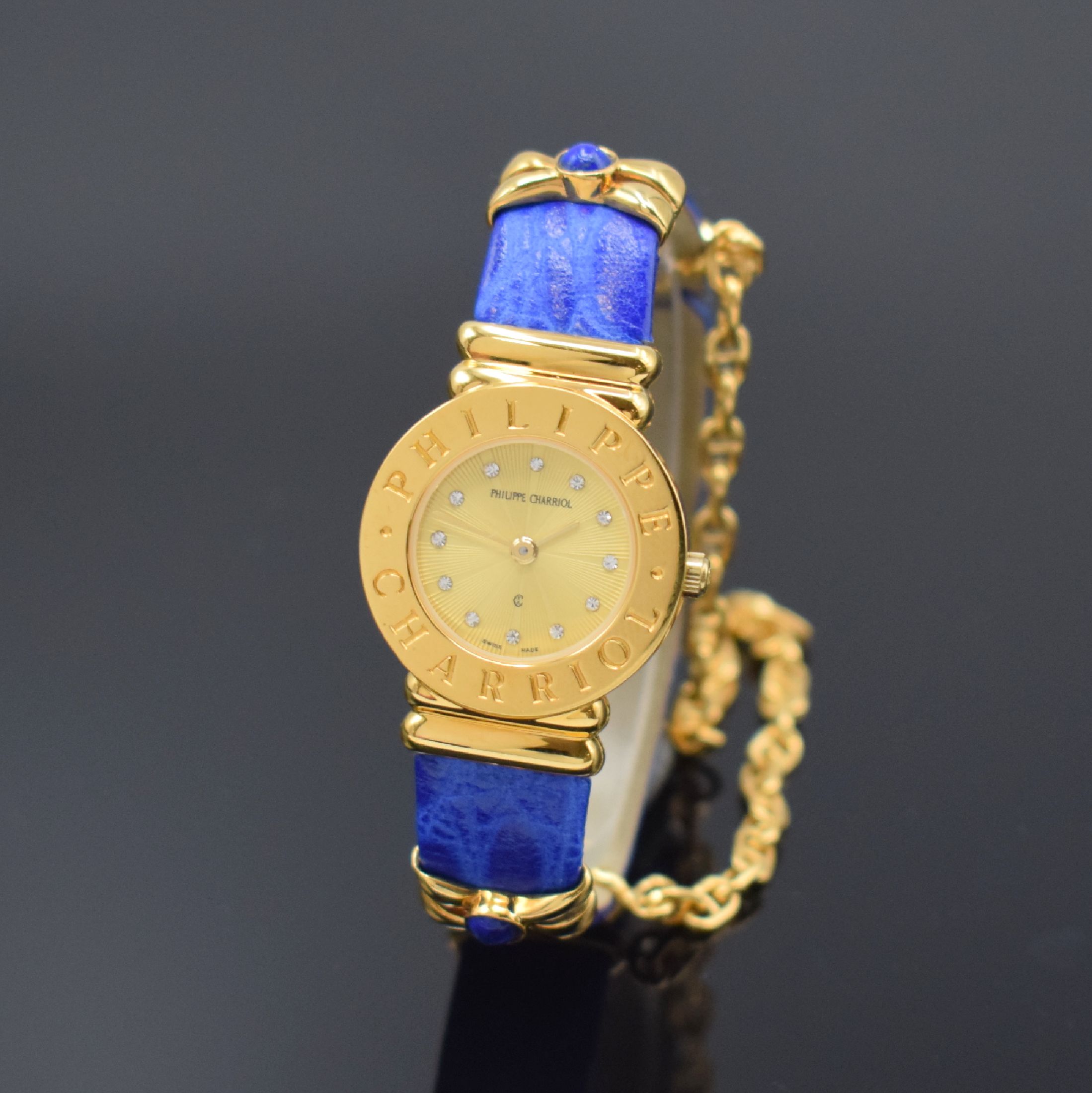 PHILIPPE CHARRIOL St. Tropez ungetragene Damenarmbanduhr Referenz S28.92, Schweiz um 1995, quarz, verg. Gehäuse, Stahlboden aufgedr., orig. ...