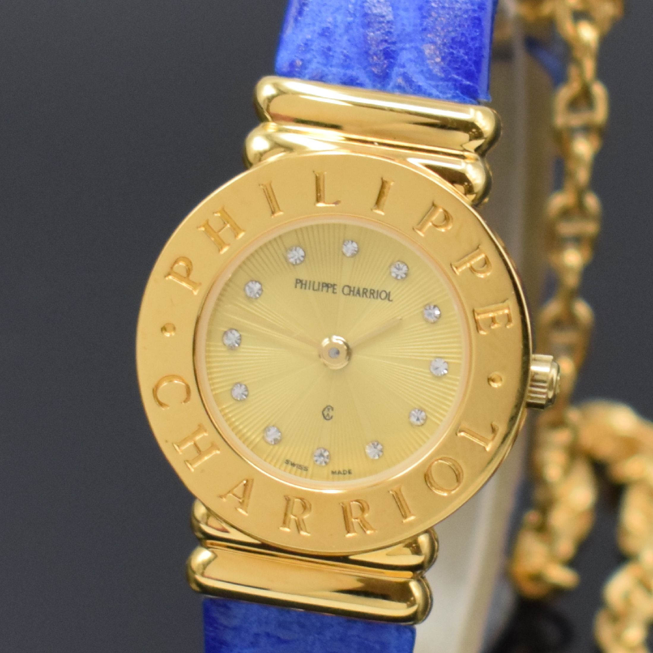 Detail a: PHILIPPE CHARRIOL St. Tropez ungetragene Damenarmbanduhr Referenz S28.92, Schweiz um 1995, quarz, verg. Gehäuse, Stahlboden aufgedr., orig. ...