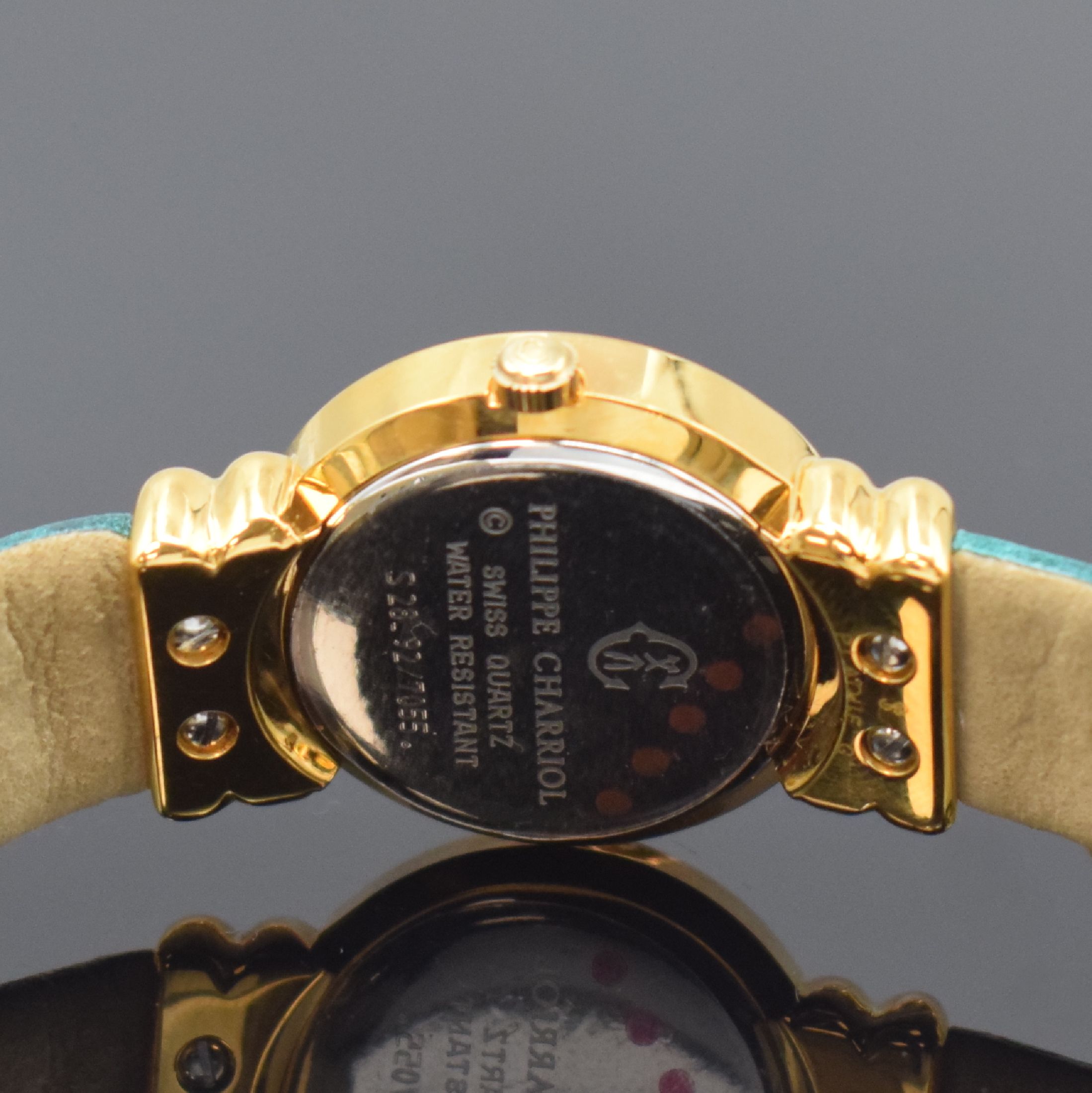 Detail d: PHILIPPE CHARRIOL St. Tropez ungetragene Damenarmbanduhr Referenz S28.92, Schweiz um 1995, quarz, verg. Gehäuse, Stahlboden aufgedr., orig. ...