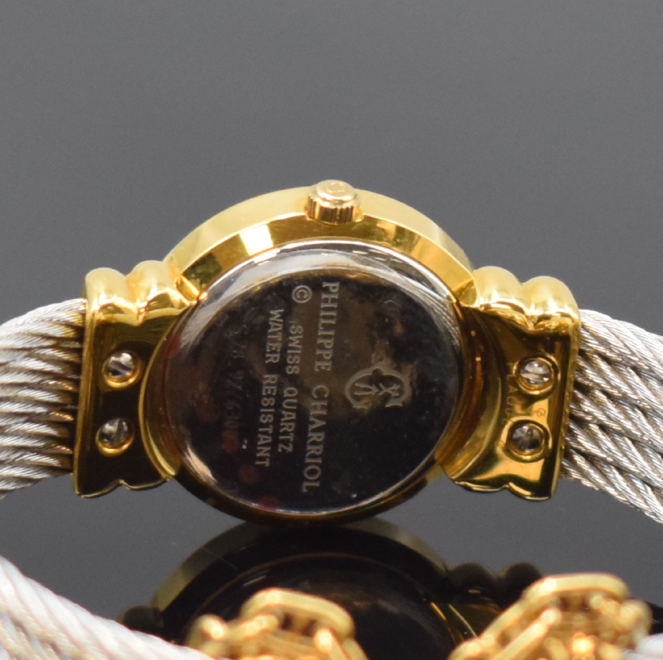 Detail c: PHILIPPE CHARRIOL St. Tropez Damenarmbanduhr Referenz S28.92, Schweiz um 1995, quarz, verg. Gehäuse, Stahlboden aufgedr., orig. Spangenband, ...