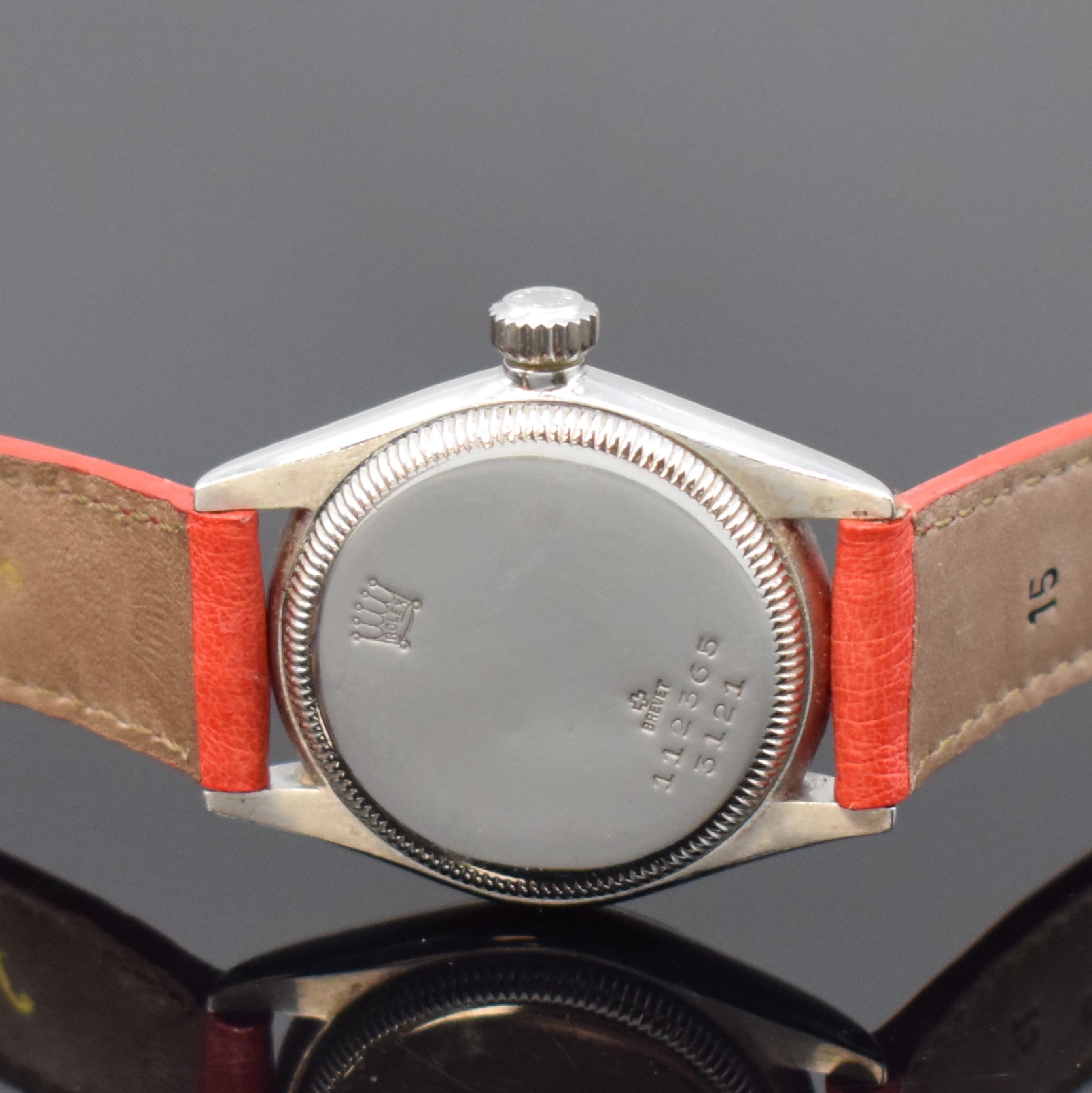 Detail c: ROLEX Oyster Armbanduhr in Stahl Referenz 3121, Schweiz um 1941, Handaufzug, verschr. Oystergeh., Zifferbl. m. 12/24-Std.-Anzeige rest., gebl. ...