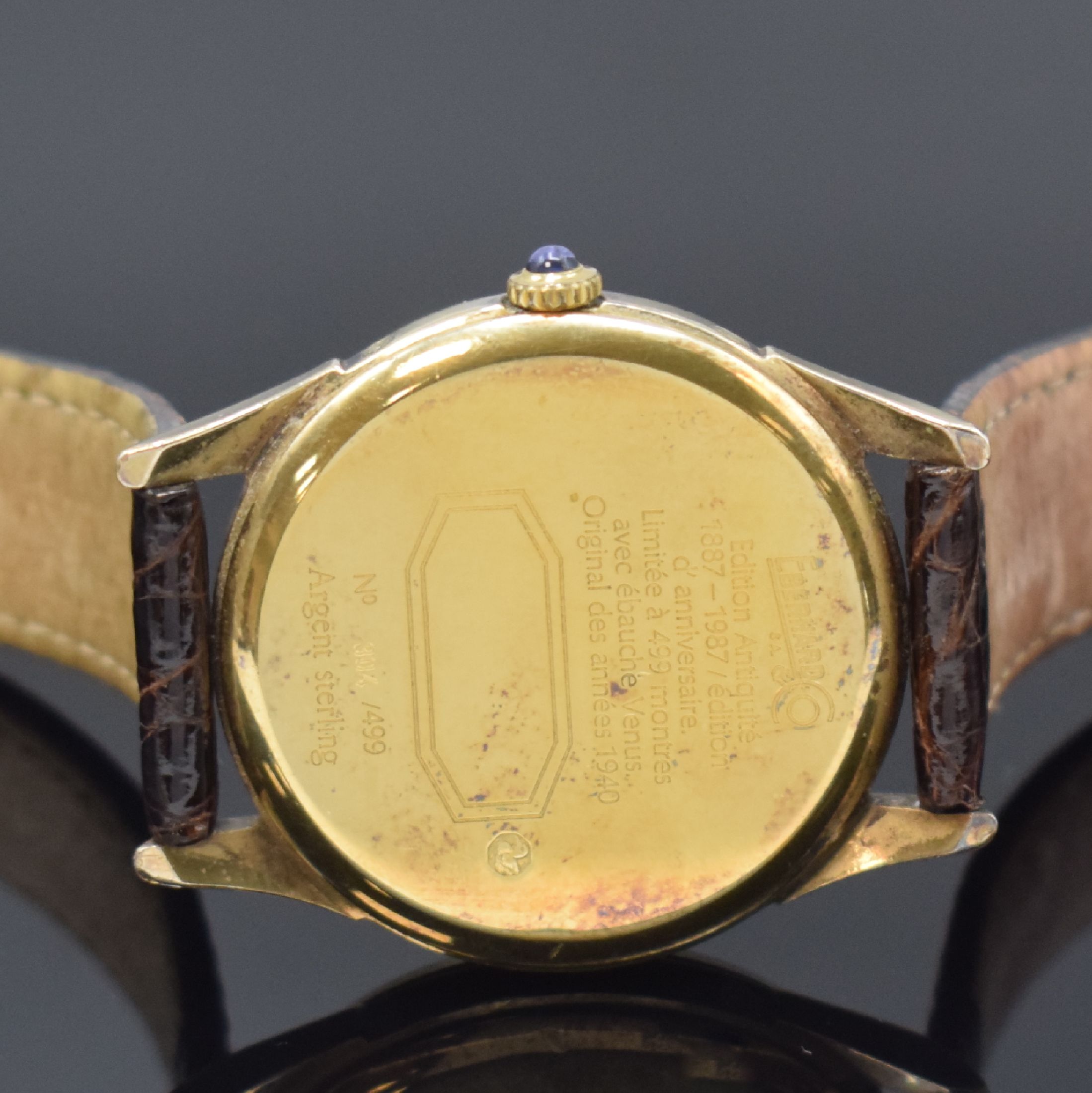 Detail d: EBERHARD & Co Edition Antiquite auf 499 Stück limitierte Herrenarmbanduhr Kaliber Venus 203 mit Vollkalender, Schweiz 1987, Handaufzug, 3-teiliges, ...