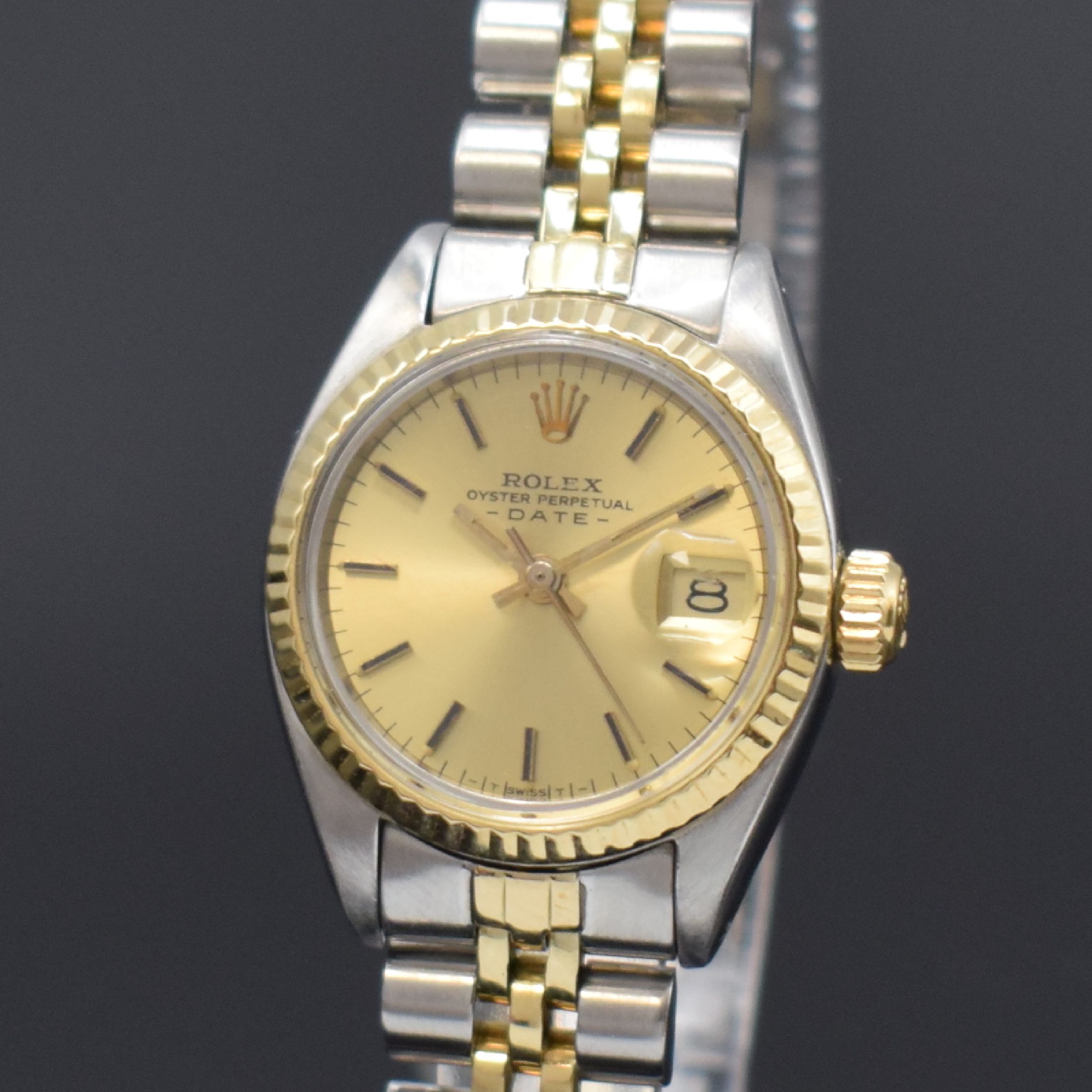 Detail a: ROLEX Date Damenarmbanduhr Referenz 6917 in Edelstahl und Gold, Schweiz um 1978, Automatik, verschr. Oystergeh., Jubileeband m. Faltschl., gold. ...