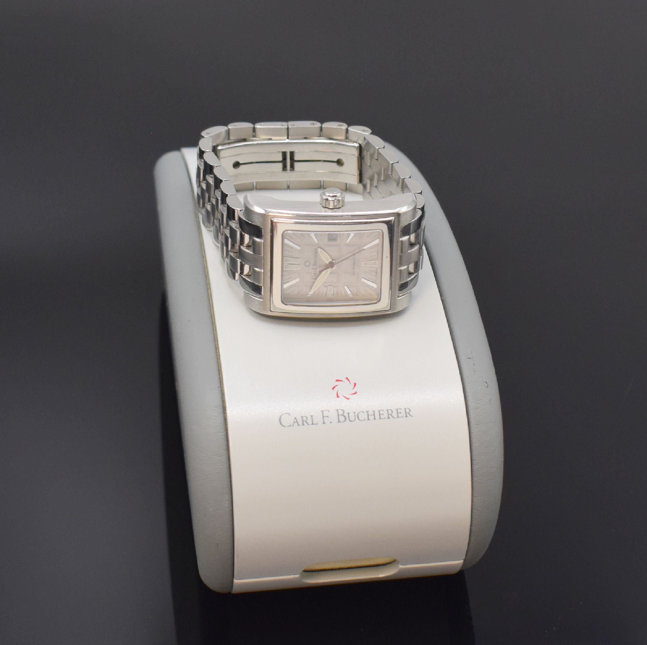 Detail e: CARL.F. BUCHERER Antecedo Armbanduhr in Stahl/ Stahlband, Schweiz um 2015, Automatik, 6- fach verschr. Geh., silb. Strukturzifferbl., silb. ...