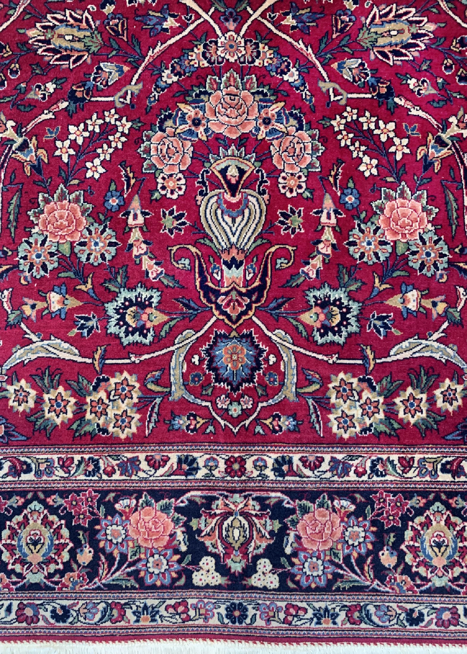 Detail b: Keschan Kork fein, Persien, um 1940, Korkwolle auf Baumwolle, ca. 210 x 140 cm, EHZ: 2, (Abrasch)