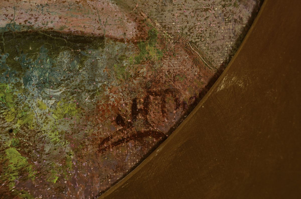 Detail a: H. Thomas o.ä., Künstler um die Jahrhundertwende, Quellnymphe, im Oval, Öl/Lwd, rechts unten signiert, Altersspuren, rest., ca. 50 x 50 cm, ...