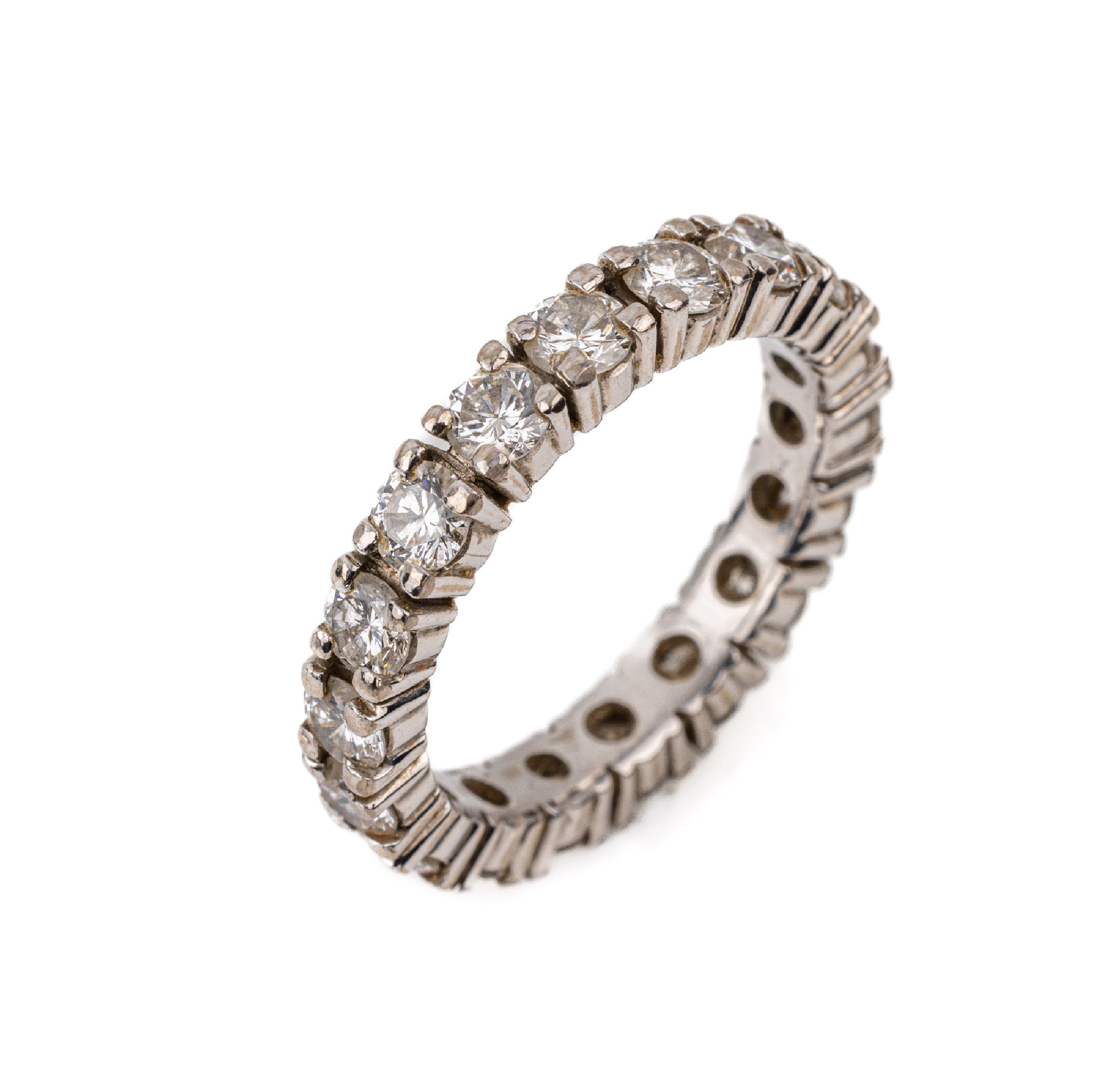 18 kt Gold Brillant-Memoryring, WG 750/000,gepr., Brillanten zus. ca. 2.70 ct Weiß/si, ca. 5.2 g, RW 54, reinigungsbed.
