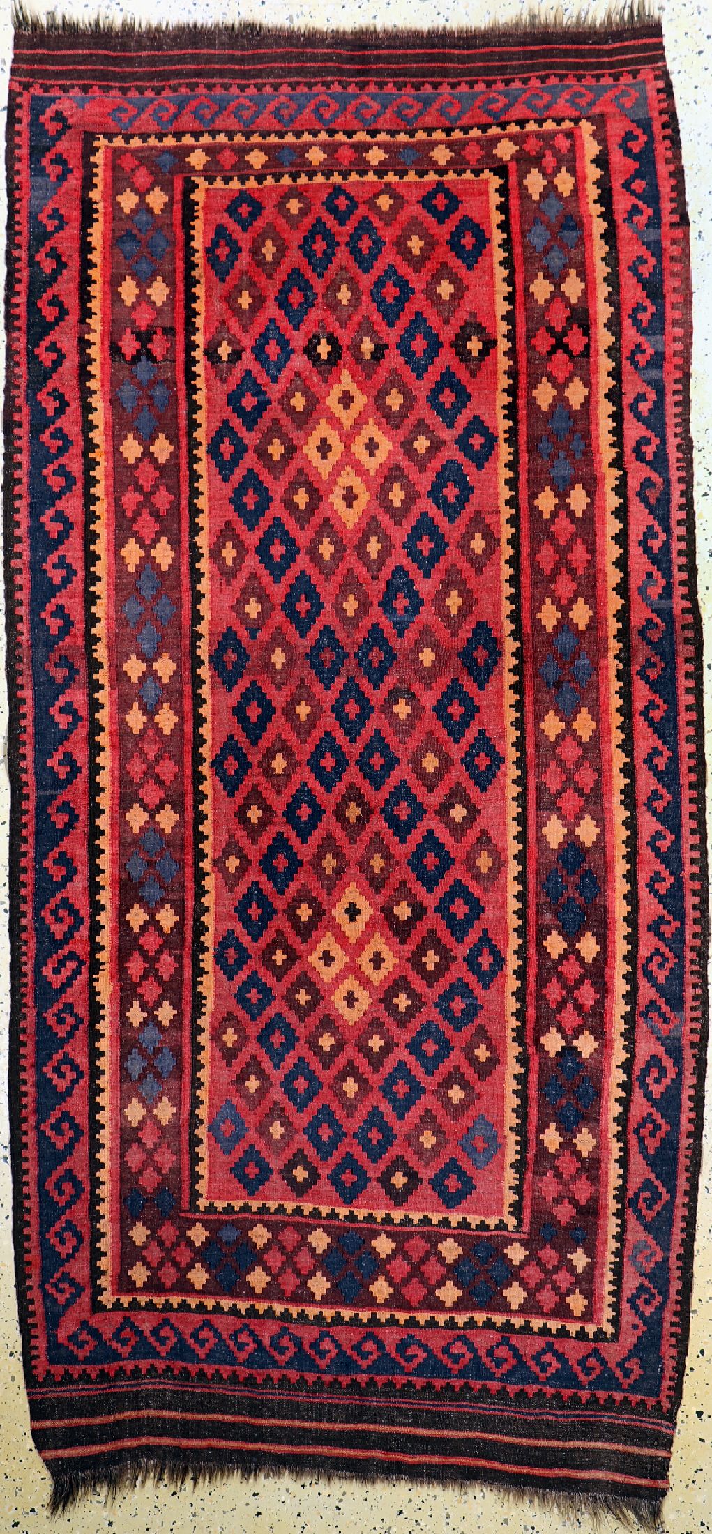 Kelim alt, Afghanistan, um 1960, Wolle auf Wolle, ca. 230 x 110 cm, EHZ: 2