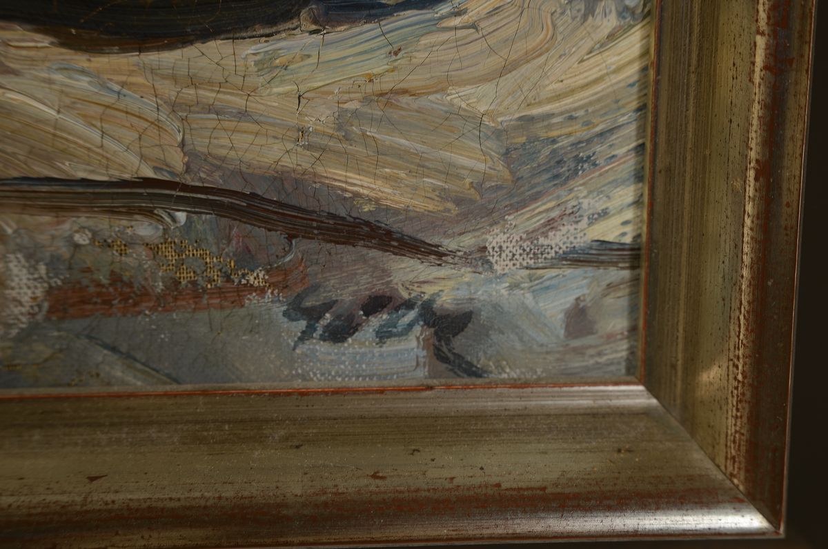 Detail a: Gustav Gulde, 1906 Ludwigshafen-1953, Segelboote im Hafen, Öl/Lwd, rechts unten signiert, expressiver gespachtelter Farbauftrag mit kleineren ...