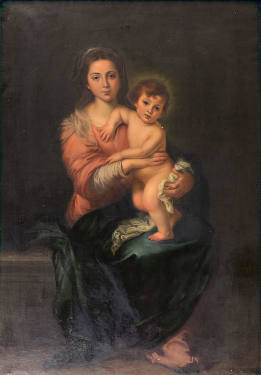 Unbekannter Maler nach Murillos "La Virgen del Rosario", Öl/Lwd, restauriert, nach dem Original von 1648/50 (heute im Goya Museum ...