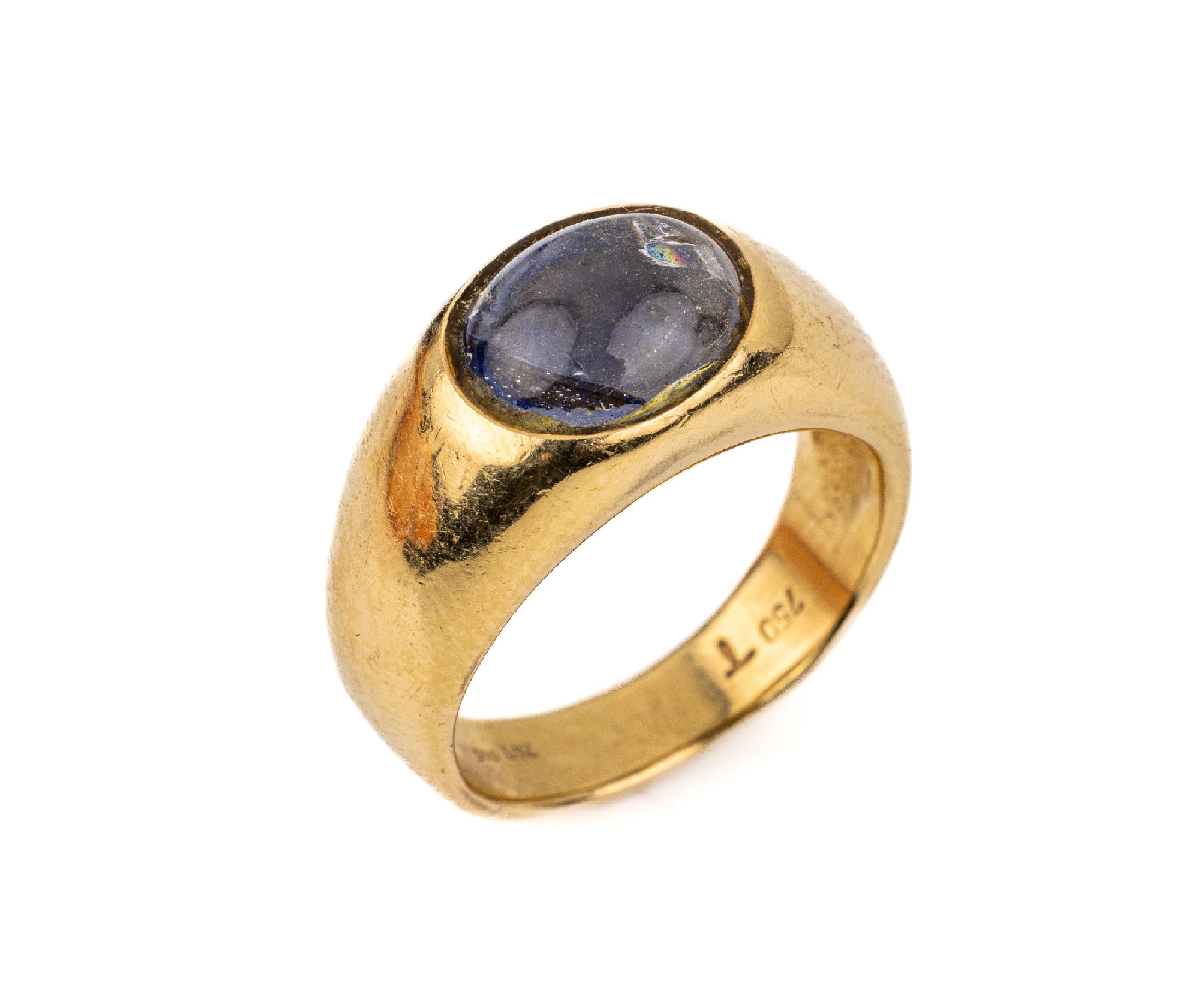 18 kt Gold Ring mit Quarz-Doublette, GG 750/000, total ca. 13.6 g, RW 58