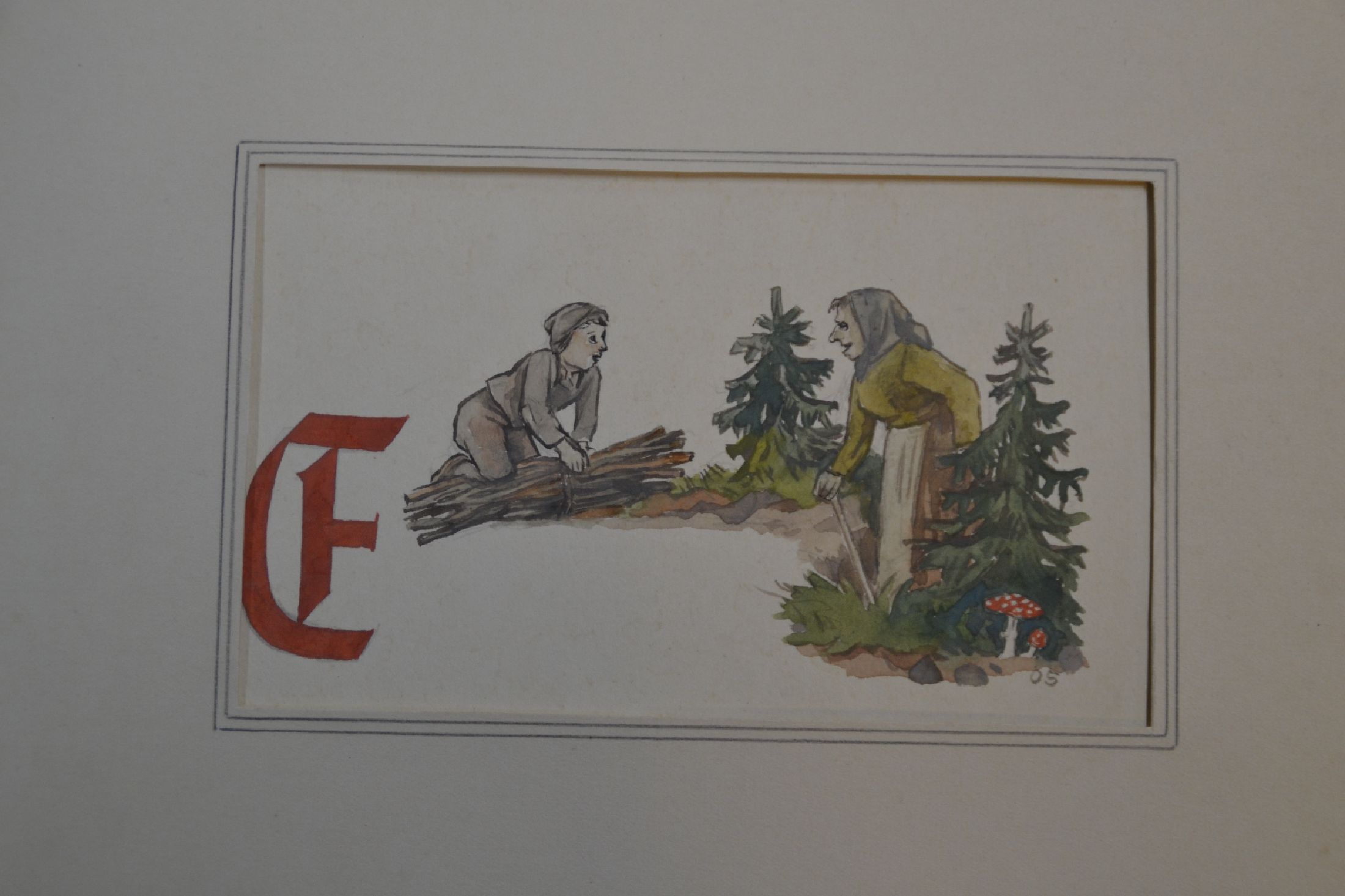 Detail b: Otto Schubert, 1892-1970, Serie aus 7 Aquarellen zum Kinderbuch die Goldene Gans, teils handsigniert, in PP, Außenmaße je ca. 37x26cm