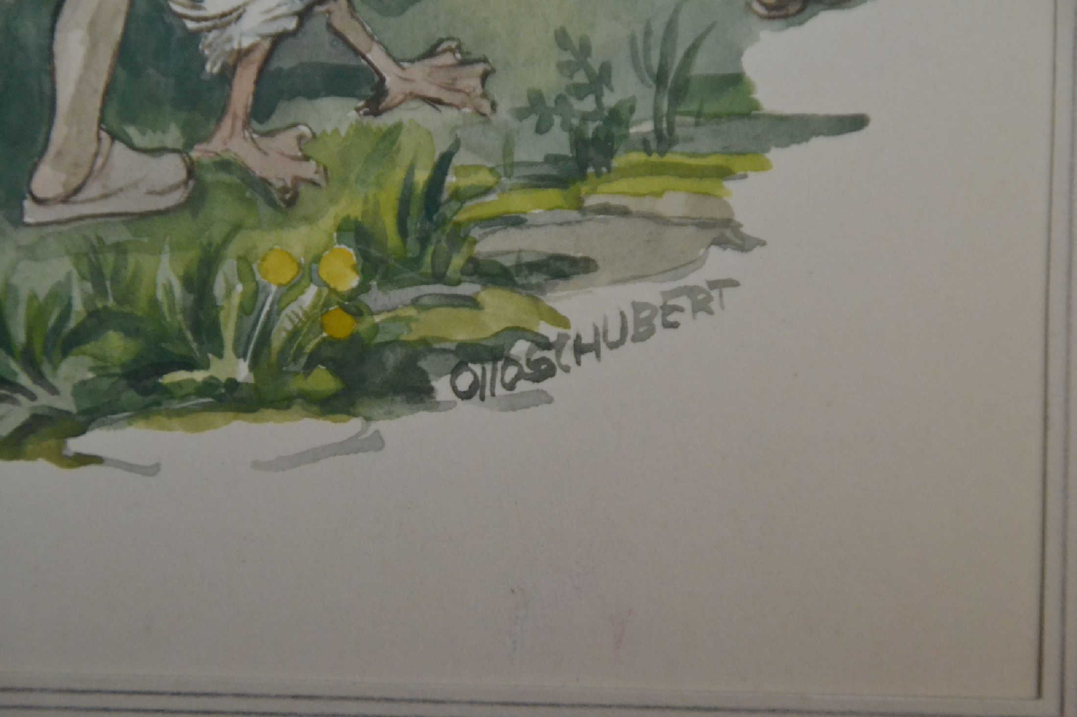 Detail i: Otto Schubert, 1892-1970, Serie aus 7 Aquarellen zum Kinderbuch die Goldene Gans, teils handsigniert, in PP, Außenmaße je ca. 37x26cm
