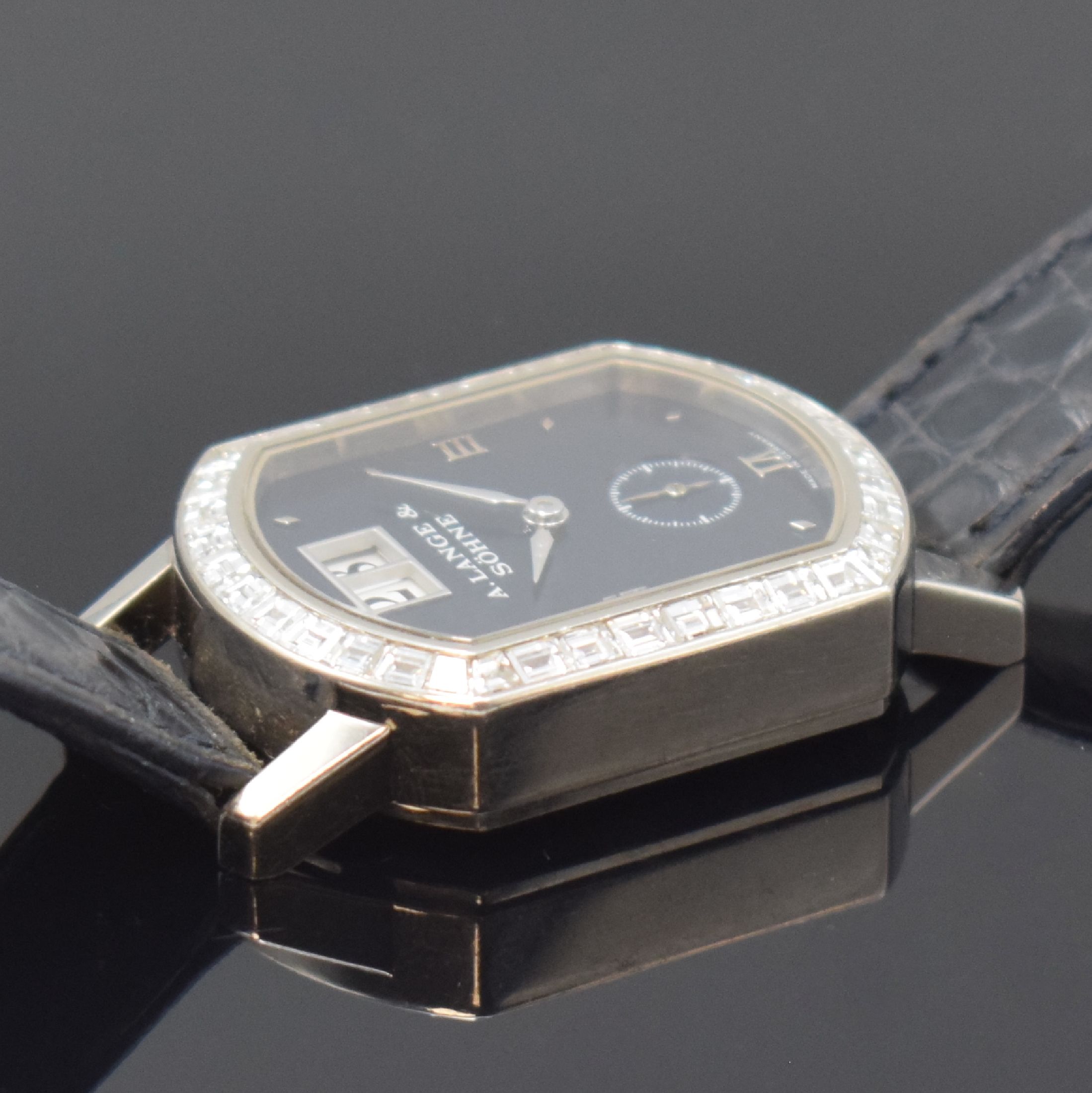 Detail d: A. LANGE & SÖHNE Arkade Lady Referenz 801.030 seltene Damenarmbanduhr in WG 750/000 mit Diamanten, Deutschland um 2000, Handaufzug, 2-teil., beids. ...