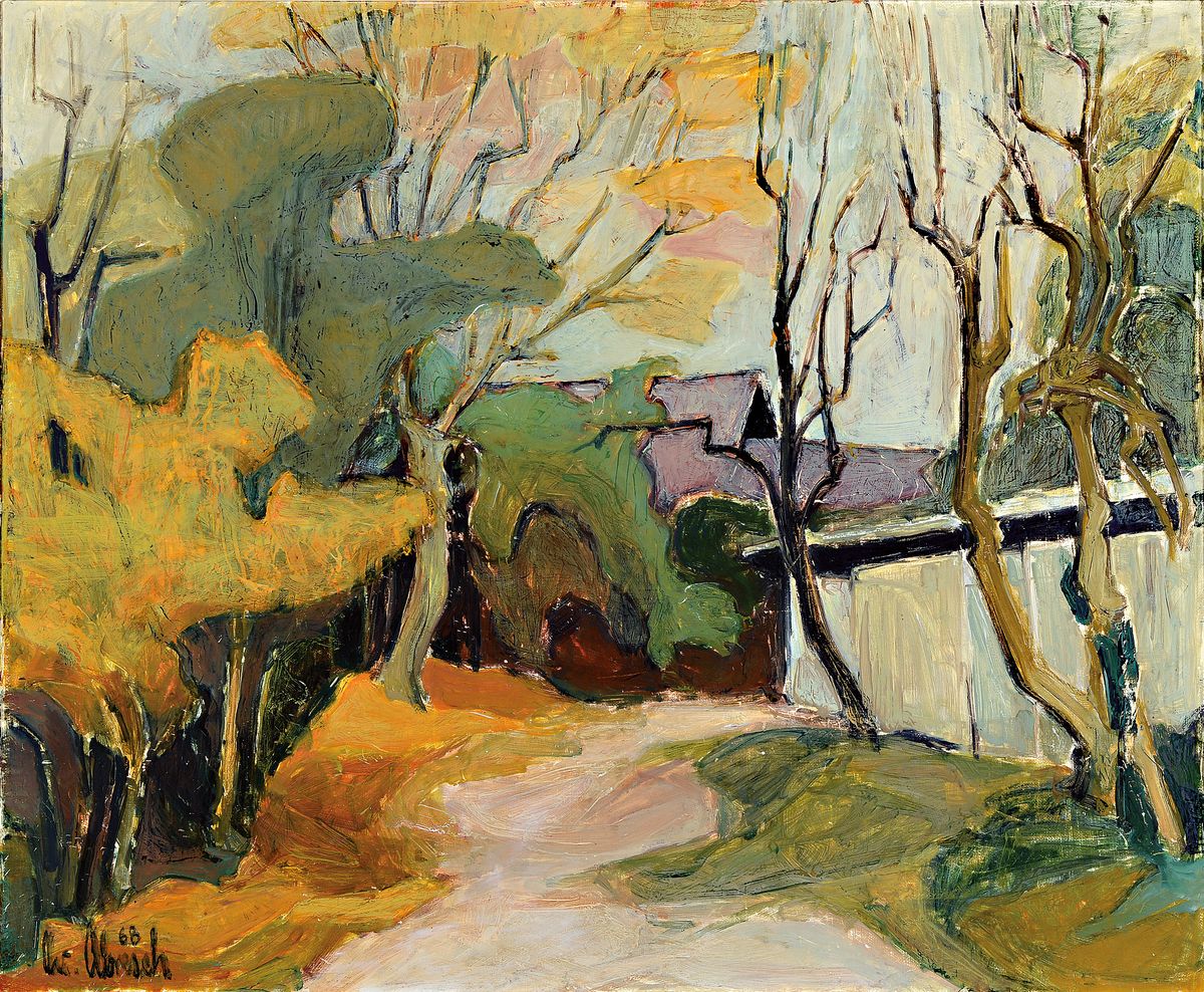 Christel Abresch, 1931 Sulzbach-2011 Neustadt a.d. Weinstr., Herbst, rückseitig so betitelt, Öl/Lwd, links unten signiert und dat. 68, ca. 50x60cm