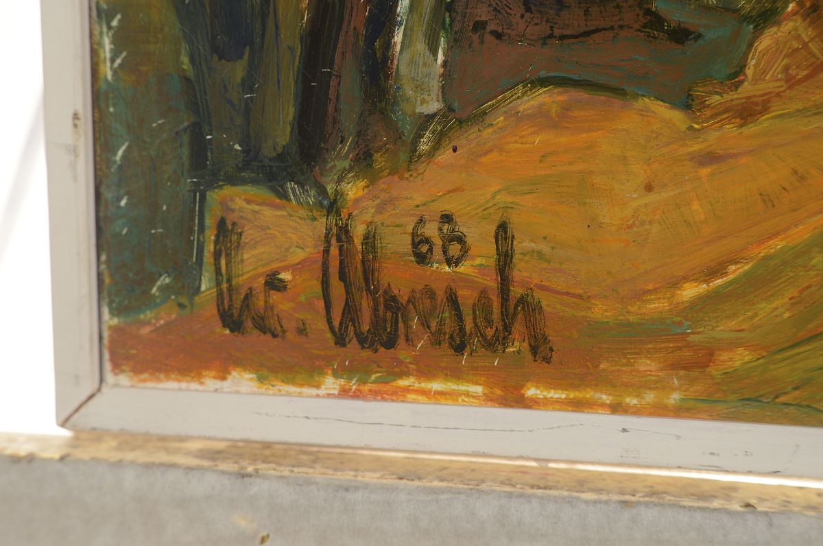Detail a: Christel Abresch, 1931 Sulzbach-2011 Neustadt a.d. Weinstr., Herbst, rückseitig so betitelt, Öl/Lwd, links unten signiert und dat. 68, ca. 50x60cm