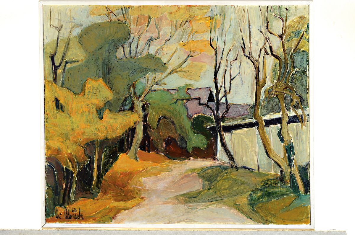 Detail k: Christel Abresch, 1931 Sulzbach-2011 Neustadt a.d. Weinstr., Herbst, rückseitig so betitelt, Öl/Lwd, links unten signiert und dat. 68, ca. 50x60cm