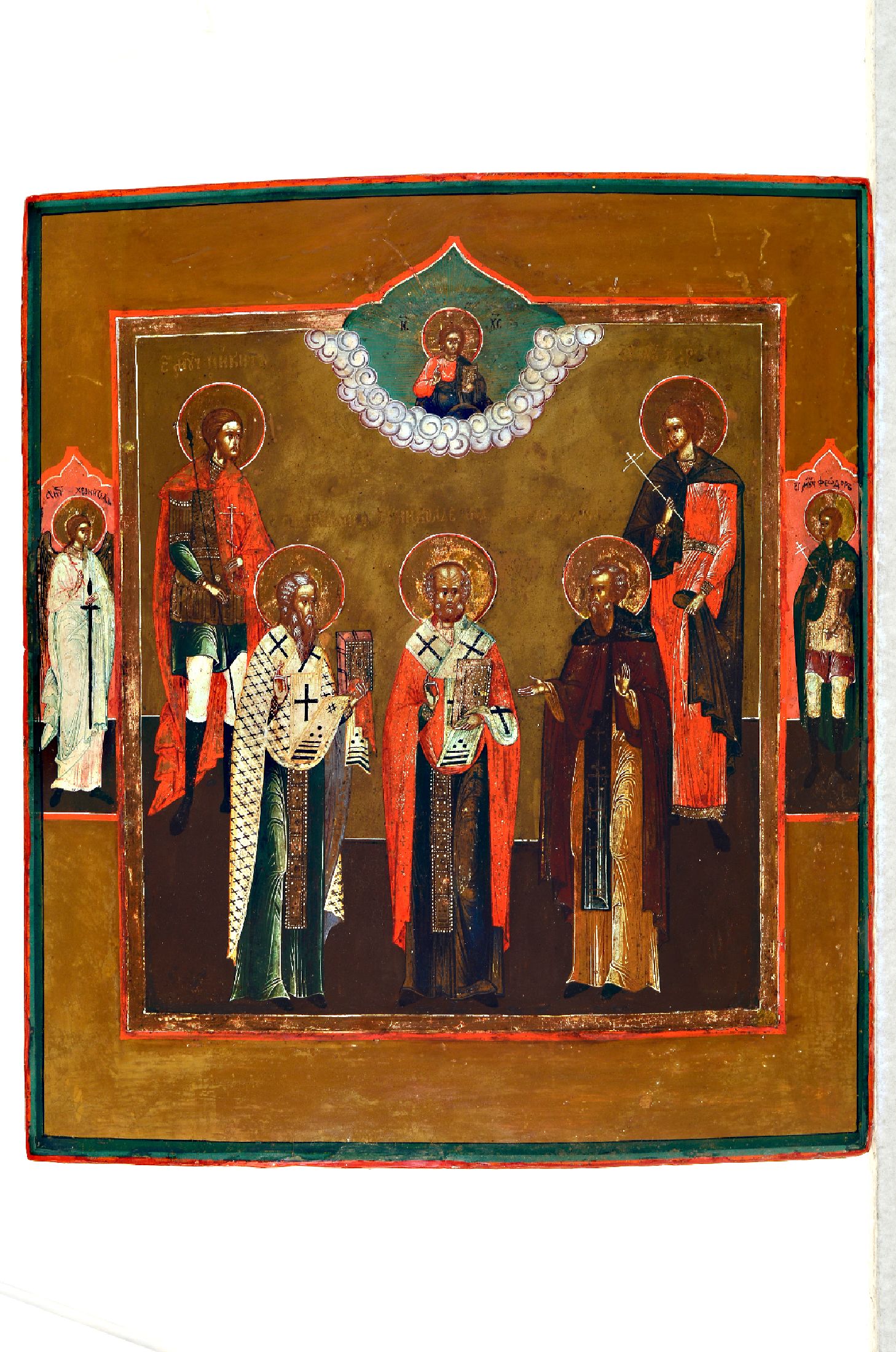 Ikone, Russland, 19./20.Jh.,, Tempera auf Holz, Kirchenväter und Bischöfe der Ostkirche,Alterssp., 35x31 cm