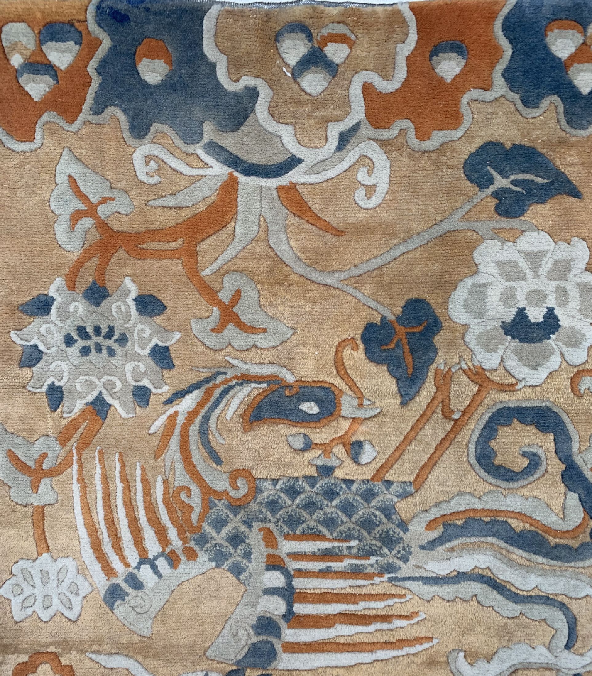 Detail b: Nepal"Drachen-Teppich", ca. 50 Jahre, Wolleauf Baumwolle, ca. 170 x 90 cm, Reinigungsbedürftig, EHZ: 1-2