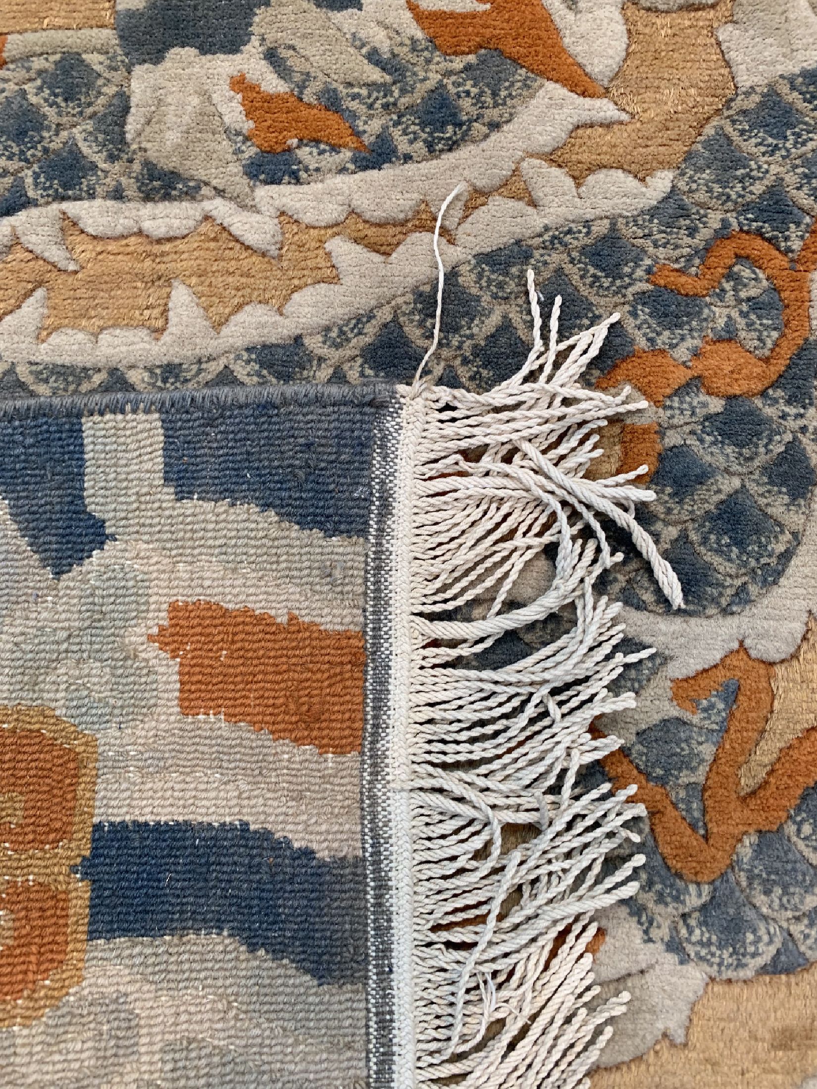 Detail d: Nepal"Drachen-Teppich", ca. 50 Jahre, Wolleauf Baumwolle, ca. 170 x 90 cm, Reinigungsbedürftig, EHZ: 1-2