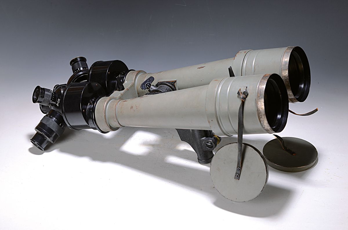 Doppelfernglas, Zeiss Jena, Asembi 12x20x40, Marineversion, Seriennummer 8271, um 1915, Okularrevolver, mit 12-, 20- und 40-facher Vergrößerung, ...