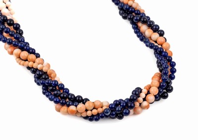 Image 26697801 - 5-row coral-lapis lazuli-necklace