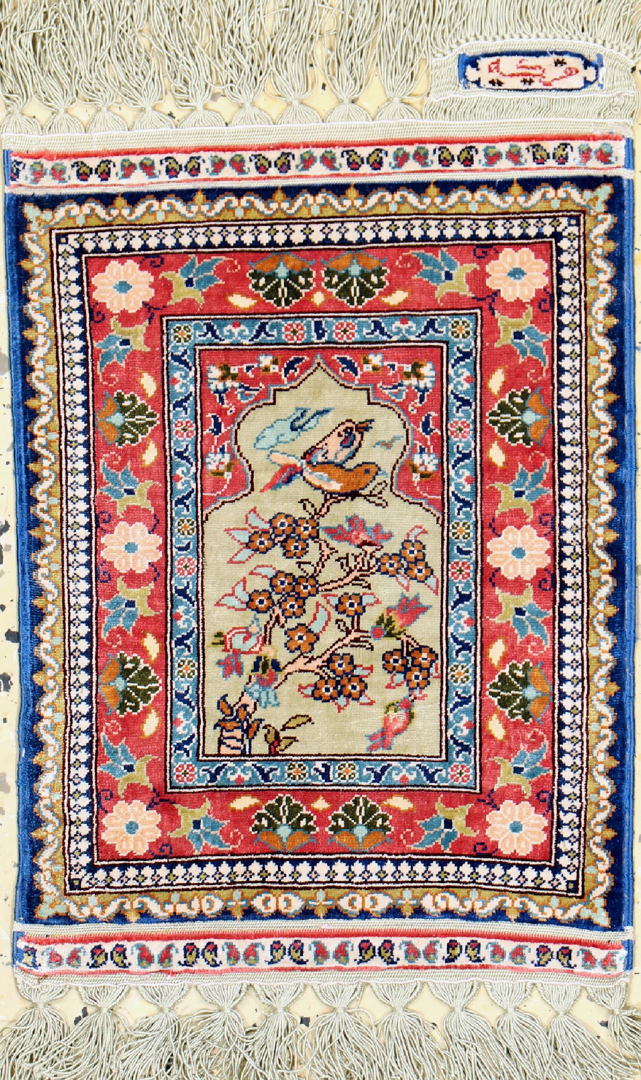 Hereke Seide fein, sign., Türkei, ca. 30 Jahre, reine Naturseide, ca. 37 x 27 cm, EHZ: 1-2