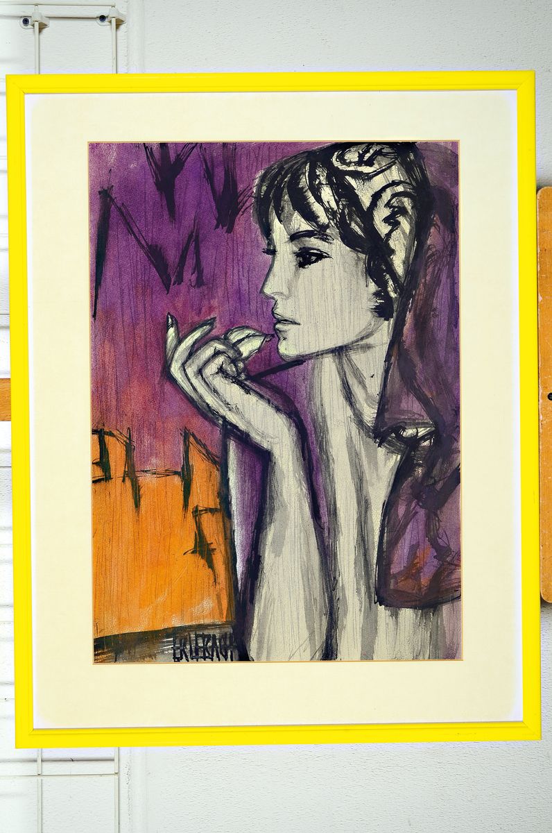 Vladimir Erlebach, 1934 Nieder-Brasa/ Tschechoslowakei-1996 Wiesbaden, Gouache auf Papier, links unten signiert, ca. 62x44cm,PP, u.Gl., R. ca. 80x63cm